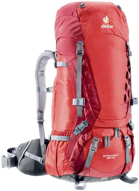 Backpack deuter Aircontact 45 + 10 Fire Cranberry