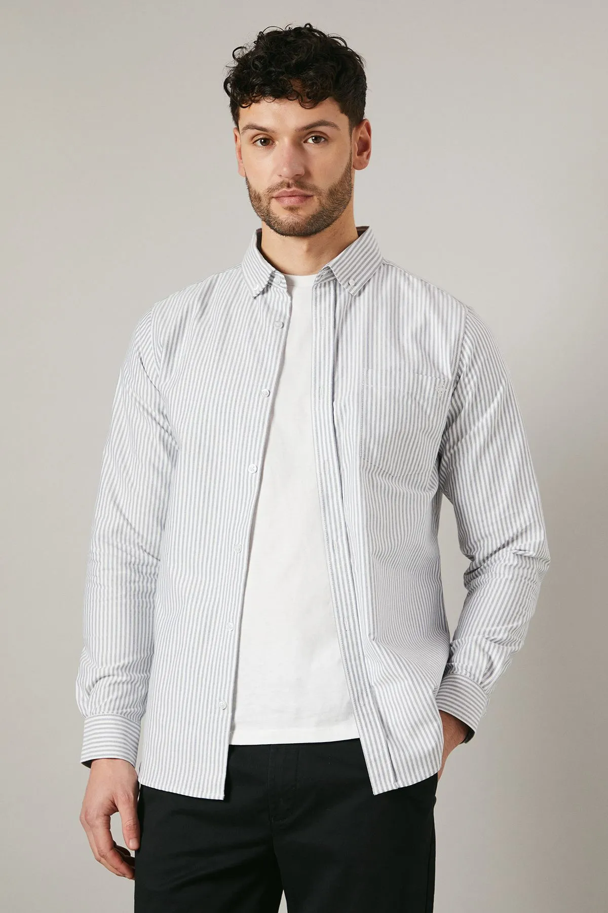 Black Oxford Stripe Long Sleeve Shirt