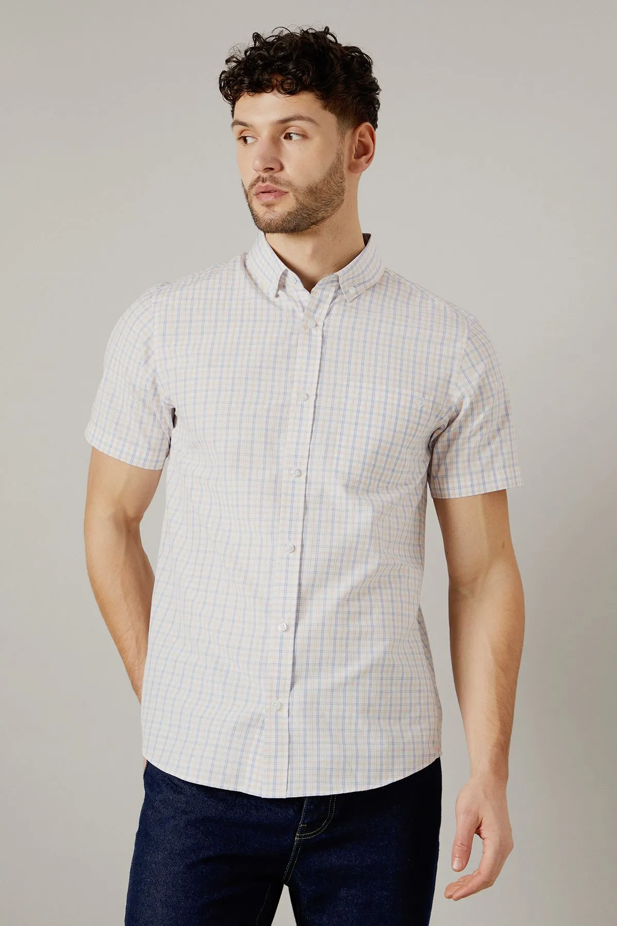 Orange Gerona Check Short Sleeve Shirt