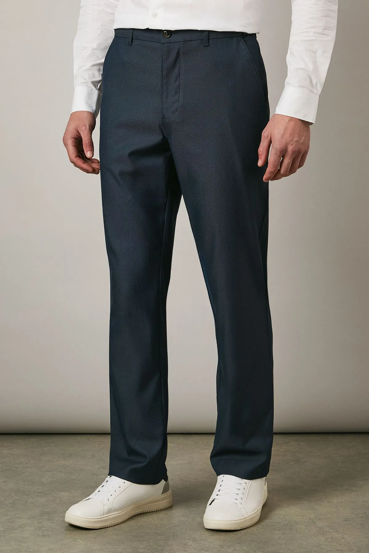 Navy Textured Smart Chinos