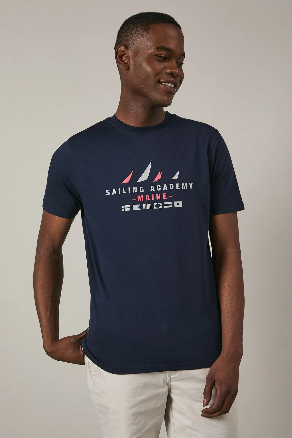 Navy Sailing Academy Print T-Shirt