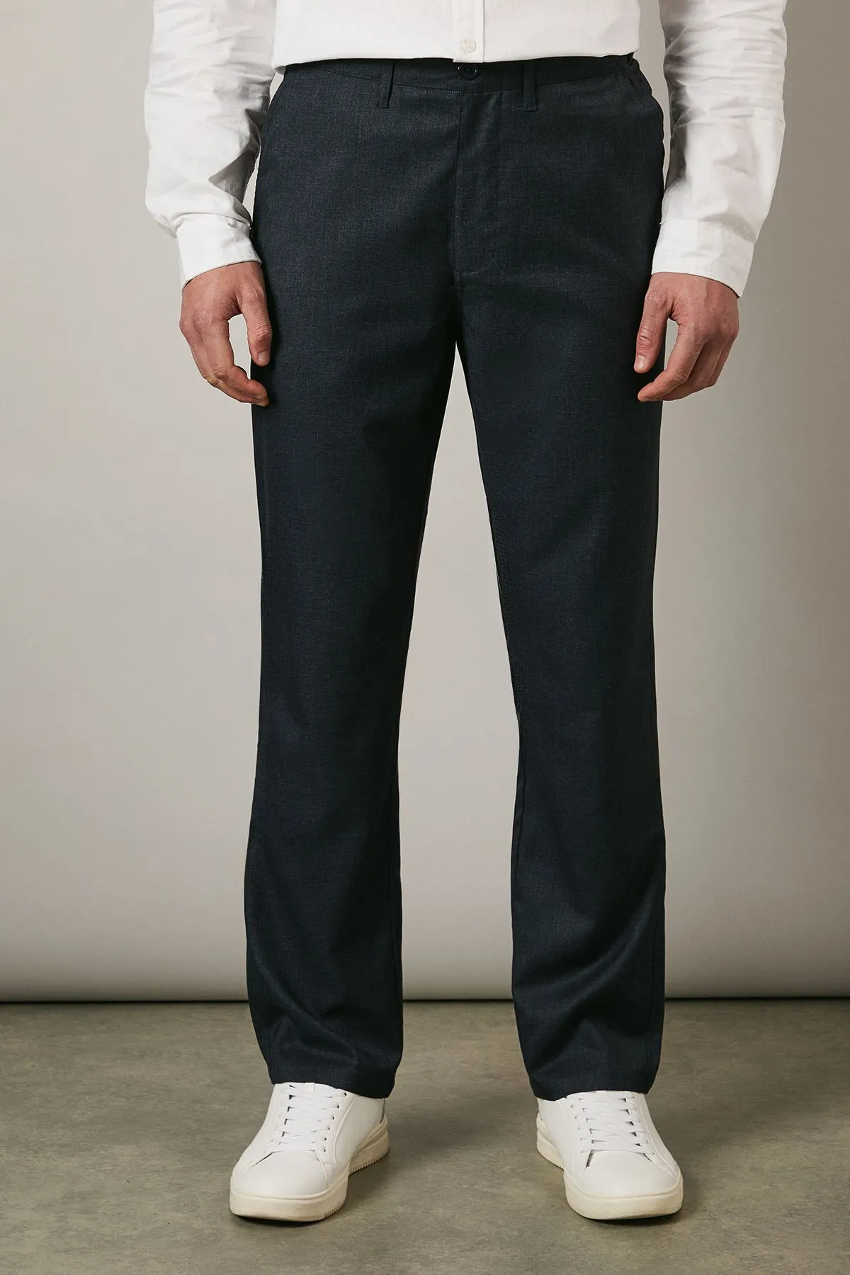 Navy Textured Stretch Smart Chinos