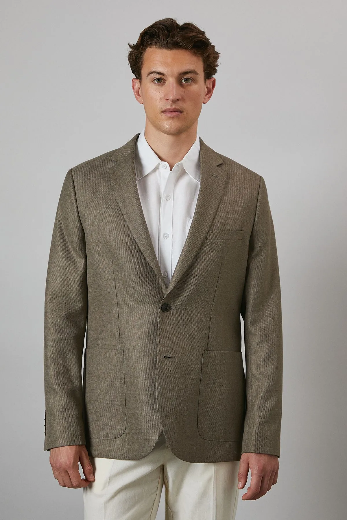 Brown Slim Fit Patch Pocket Blazer