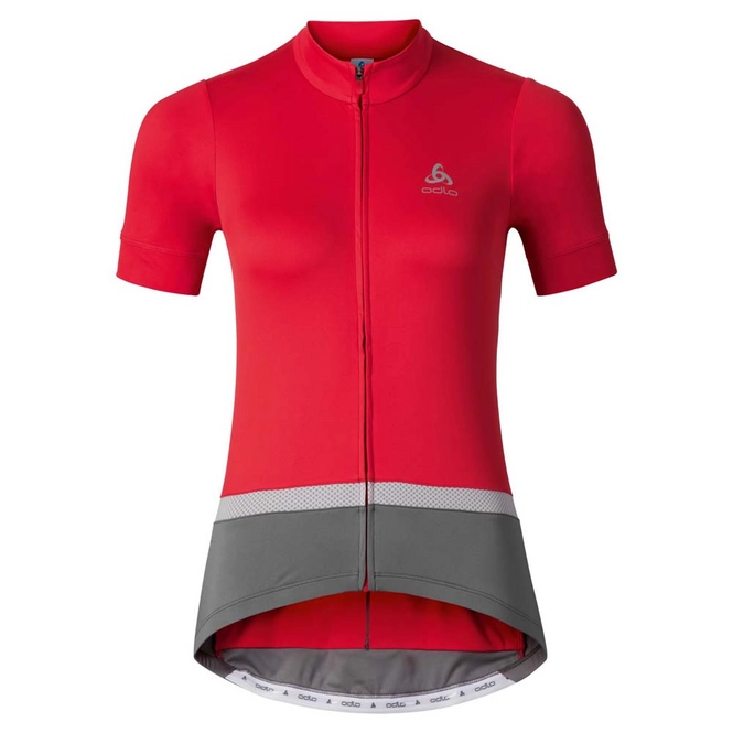 Cycling Jersey Odlo Womens Stand-Up Collar S/S Full Zip Fujin Red