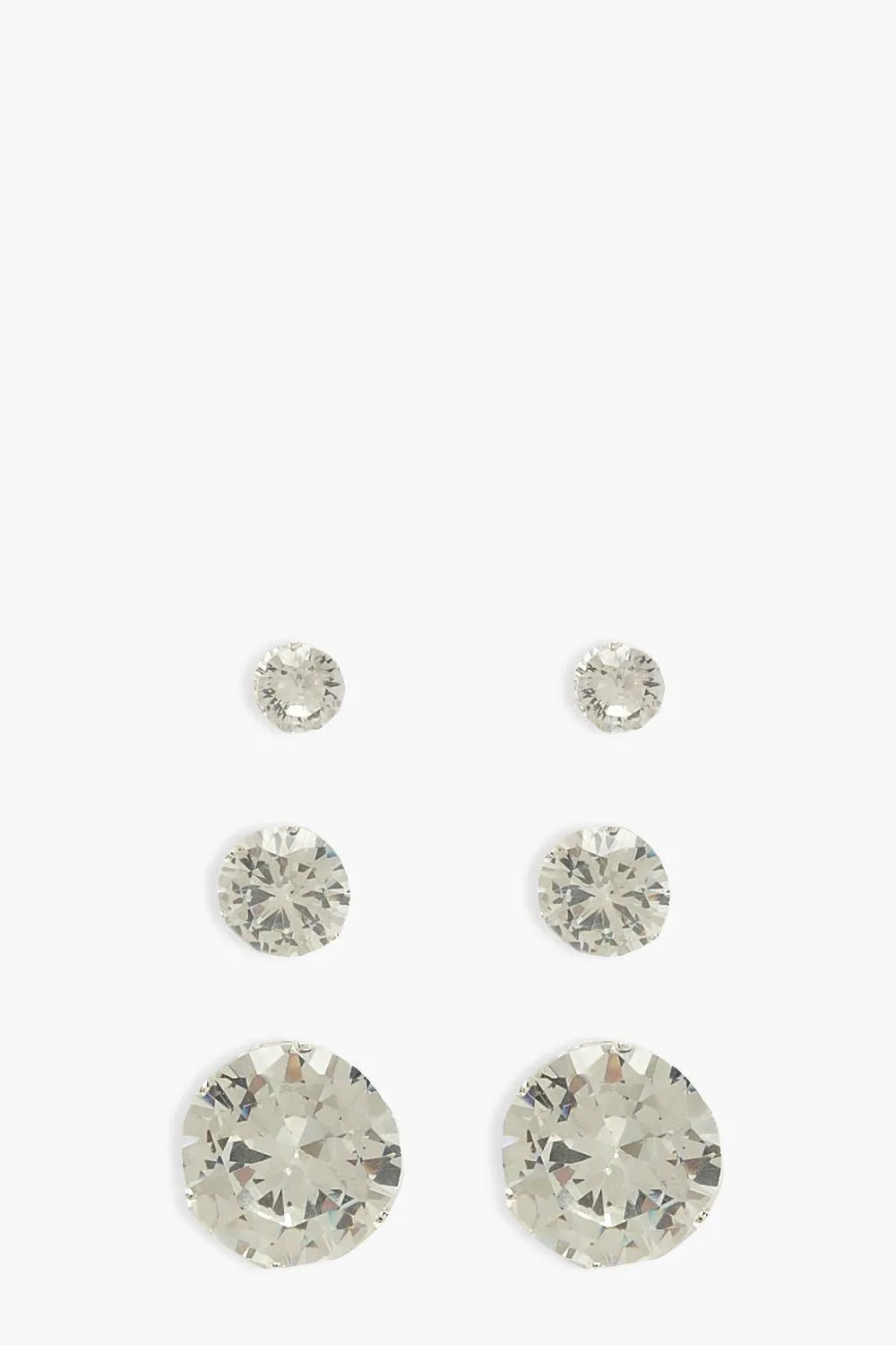 3 Pack Diamante Stud Earrings