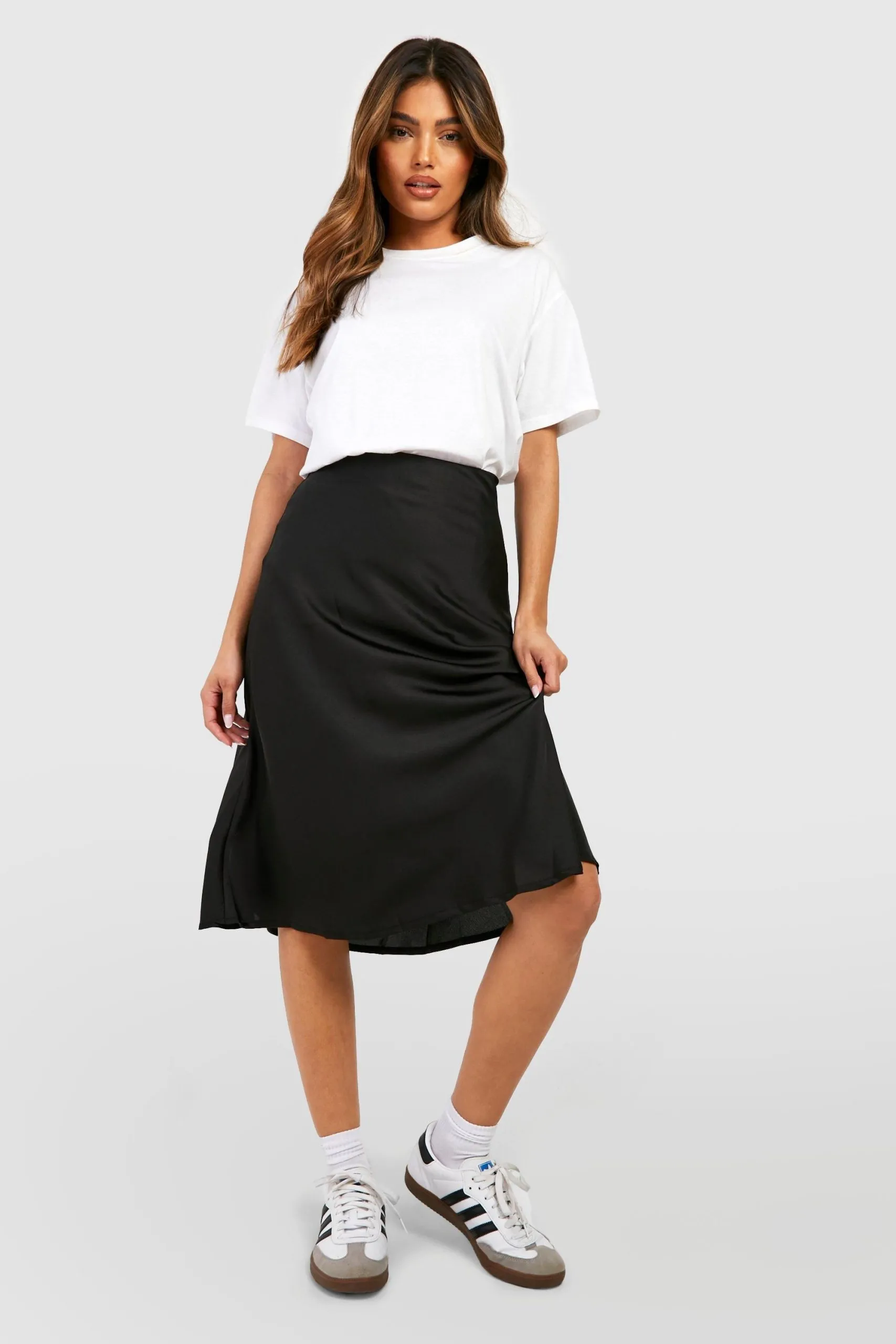 Satin Bias Midi Slip Skirt