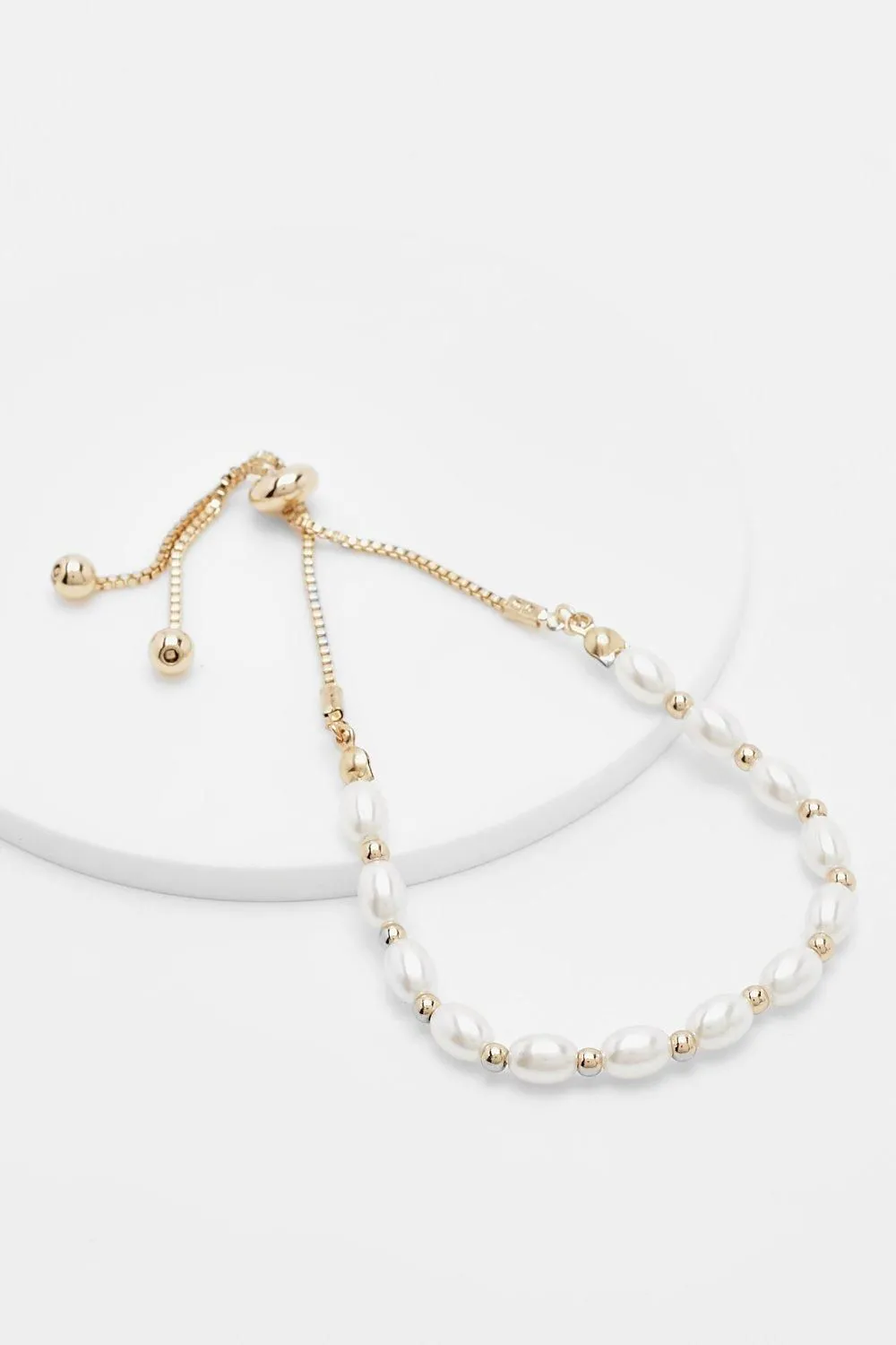 Pearl And Gold Toggle Bracelet