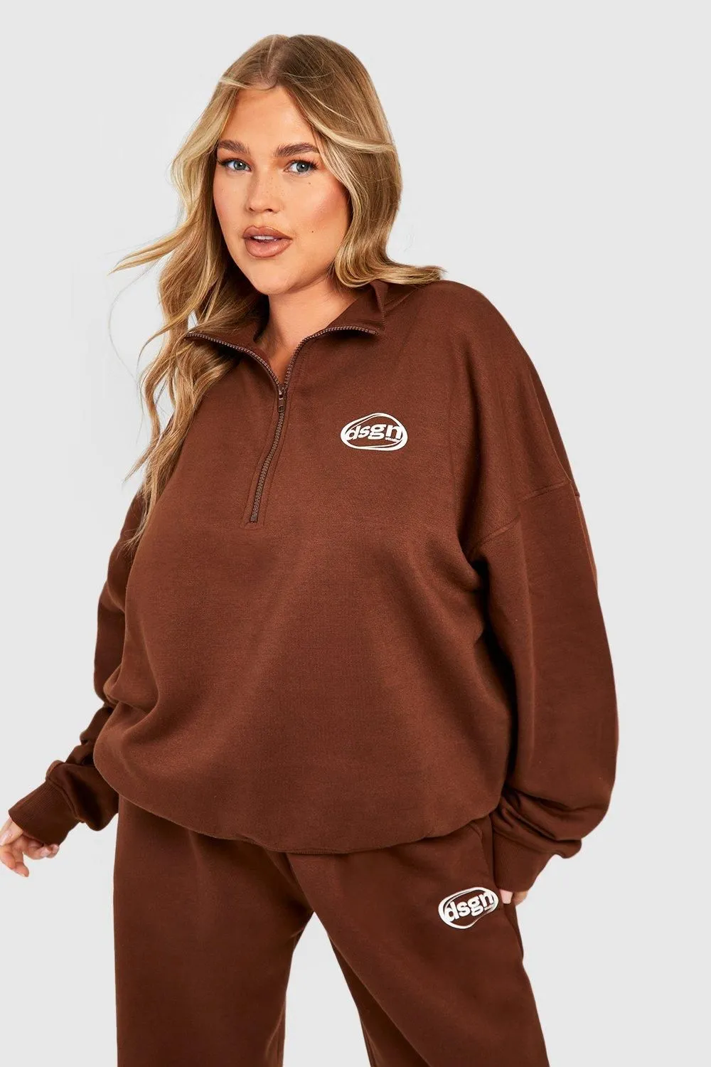Plus DSGN Oversized Half Zip Sweatshirt