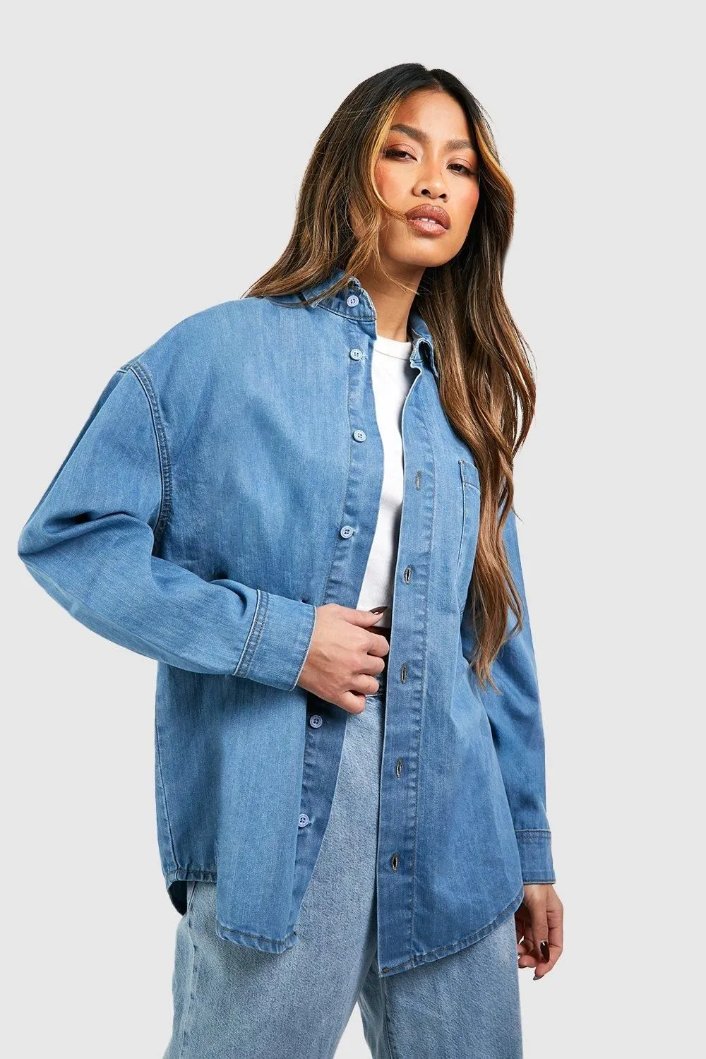 Bright Blue Oversized Denim Shirt