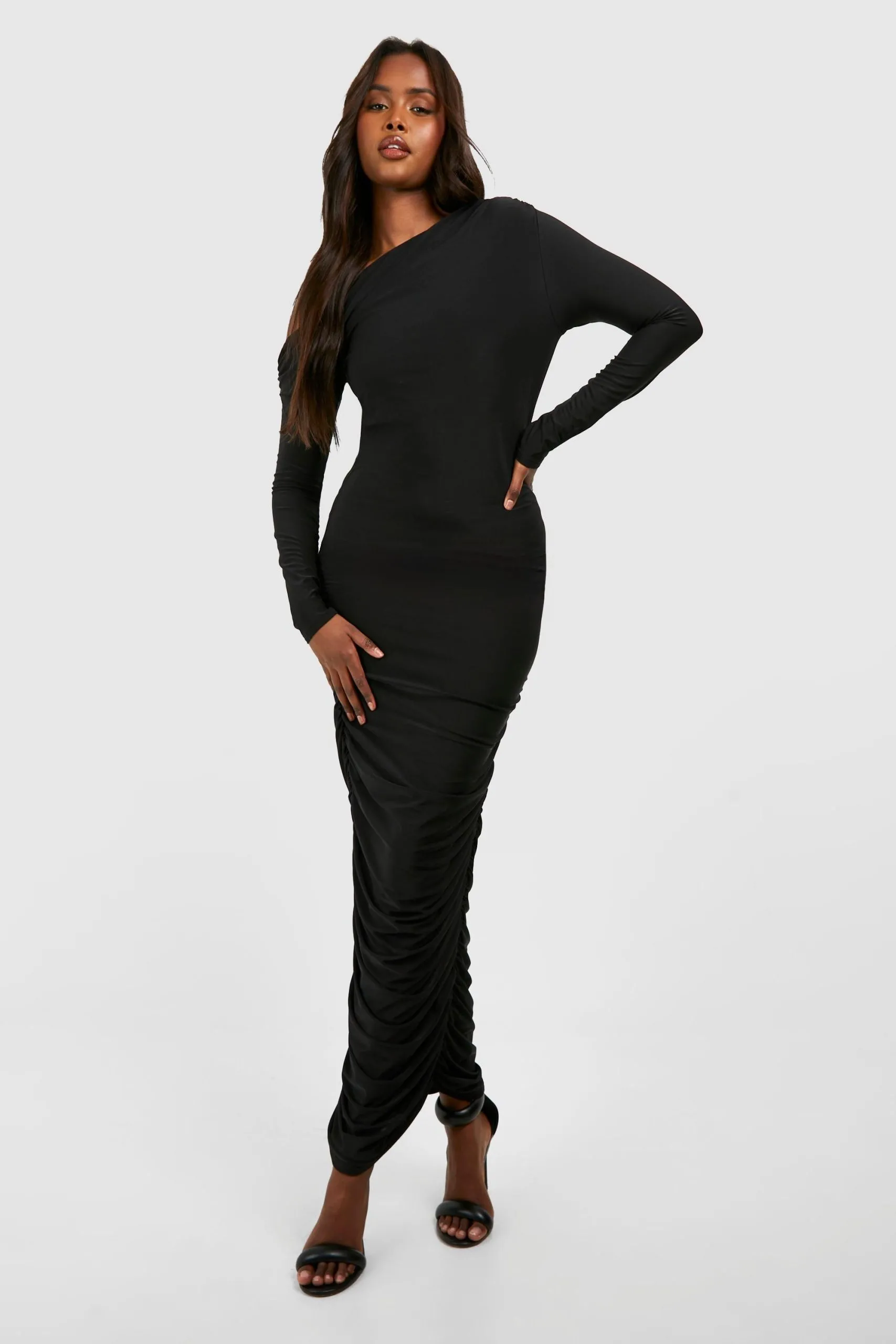 Ruched Off The Shoulder Top & Ruched Midaxi Skirt Set