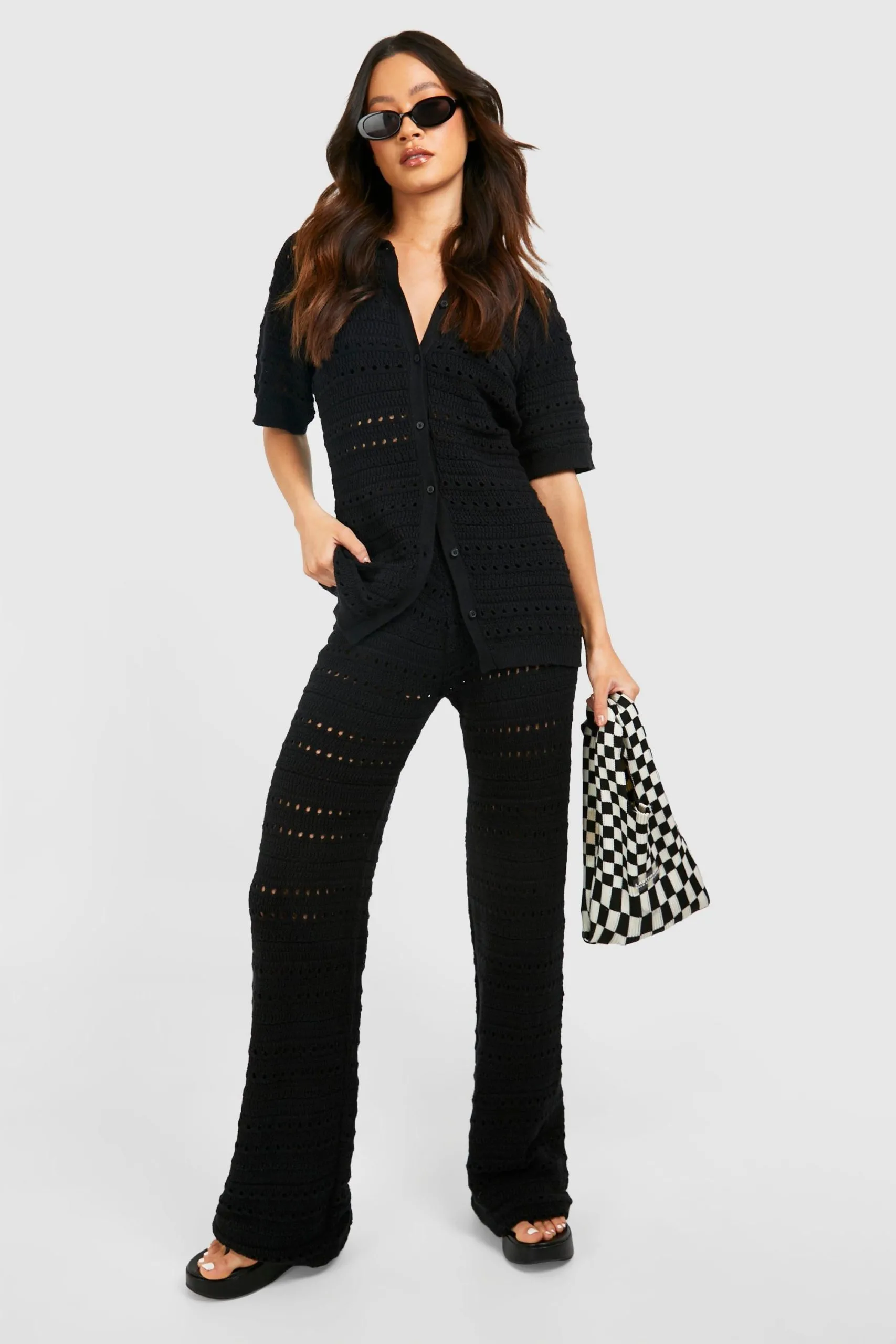 Tall Knitted Shirt And Wide Leg Trouser Co-ord