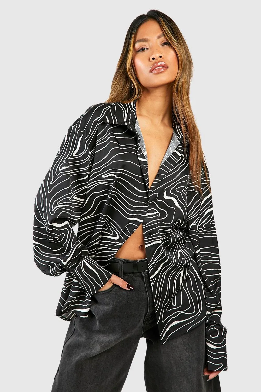 Abstract Printed Oversized Shirt