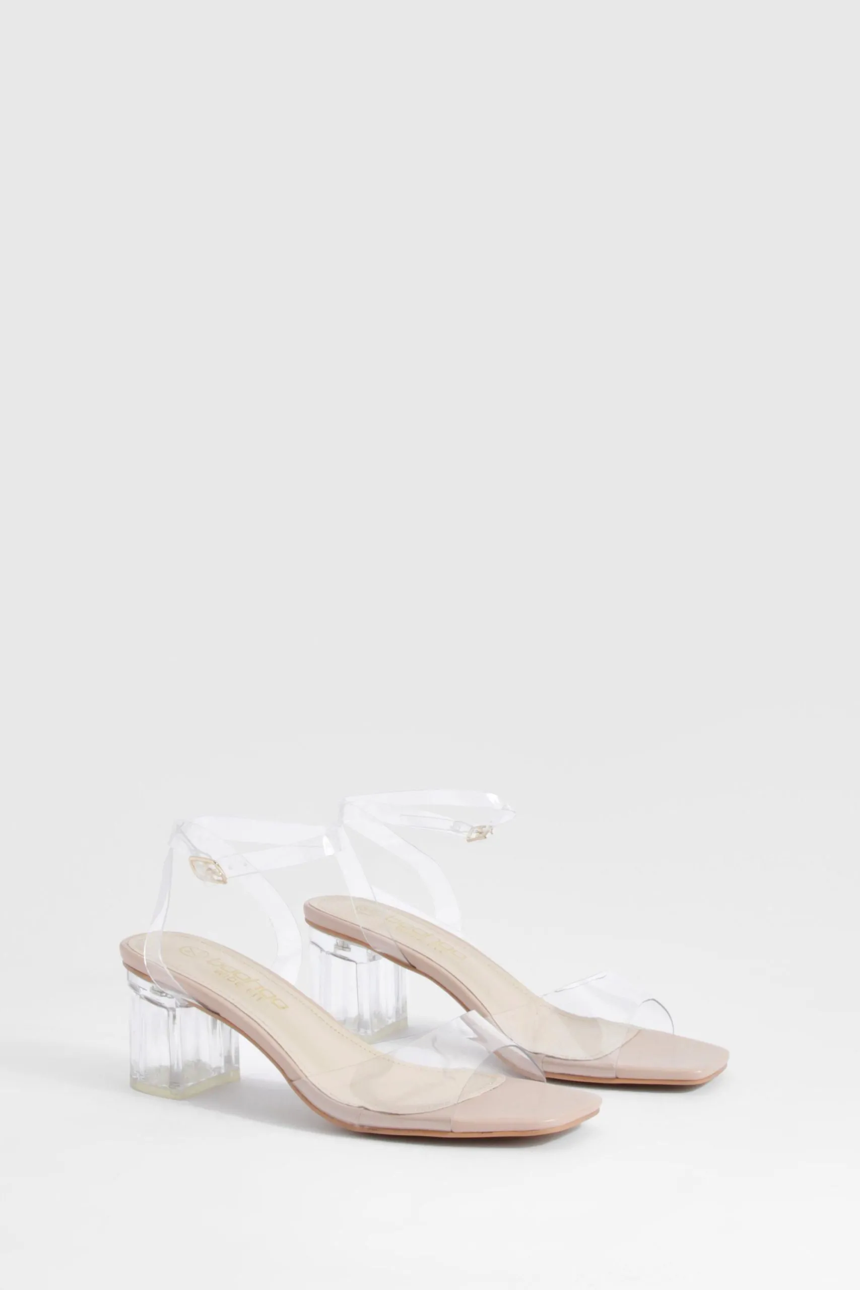 Wide Fit Clear Low Block Heels