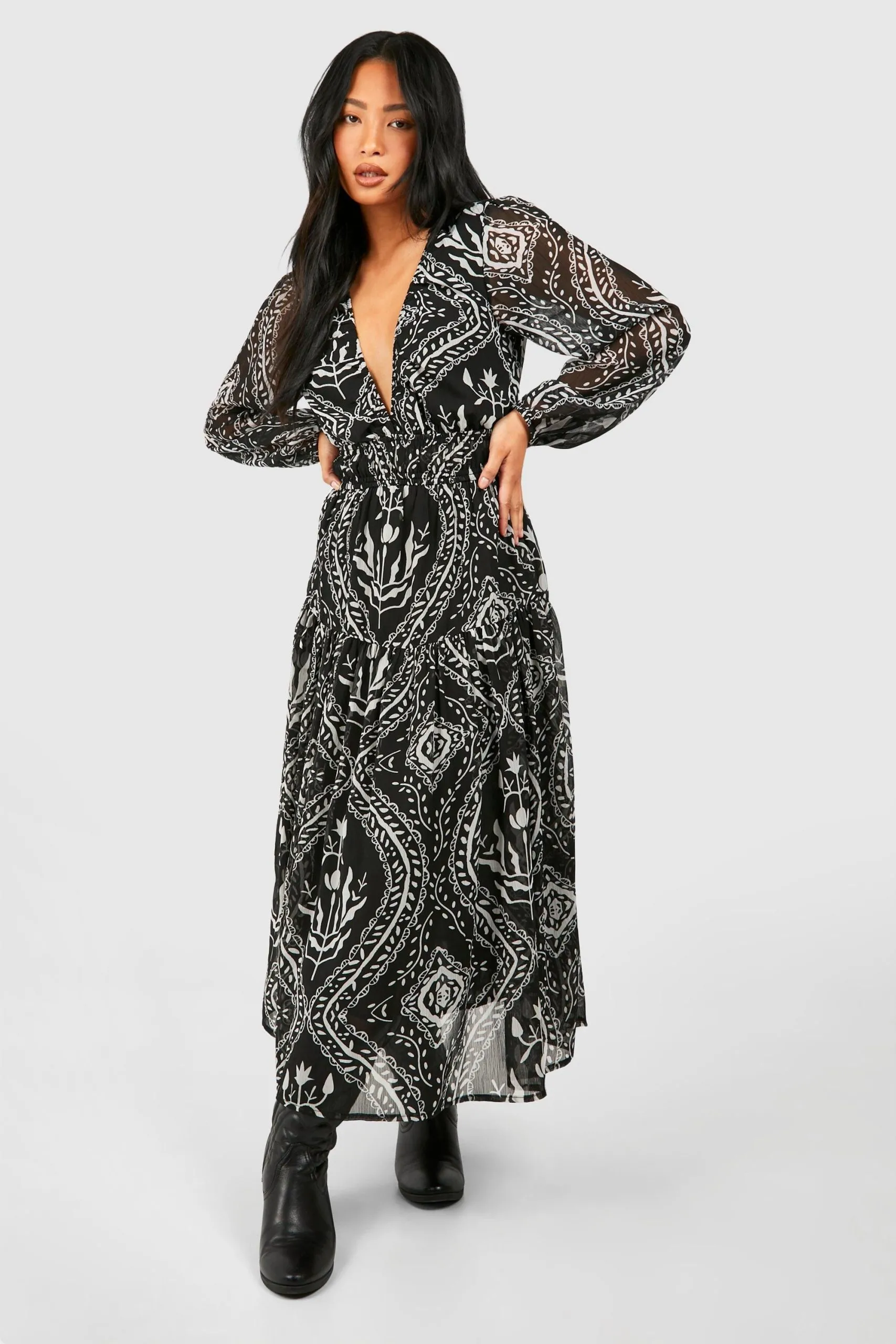 Petite Mono Paisley Midaxi Dress