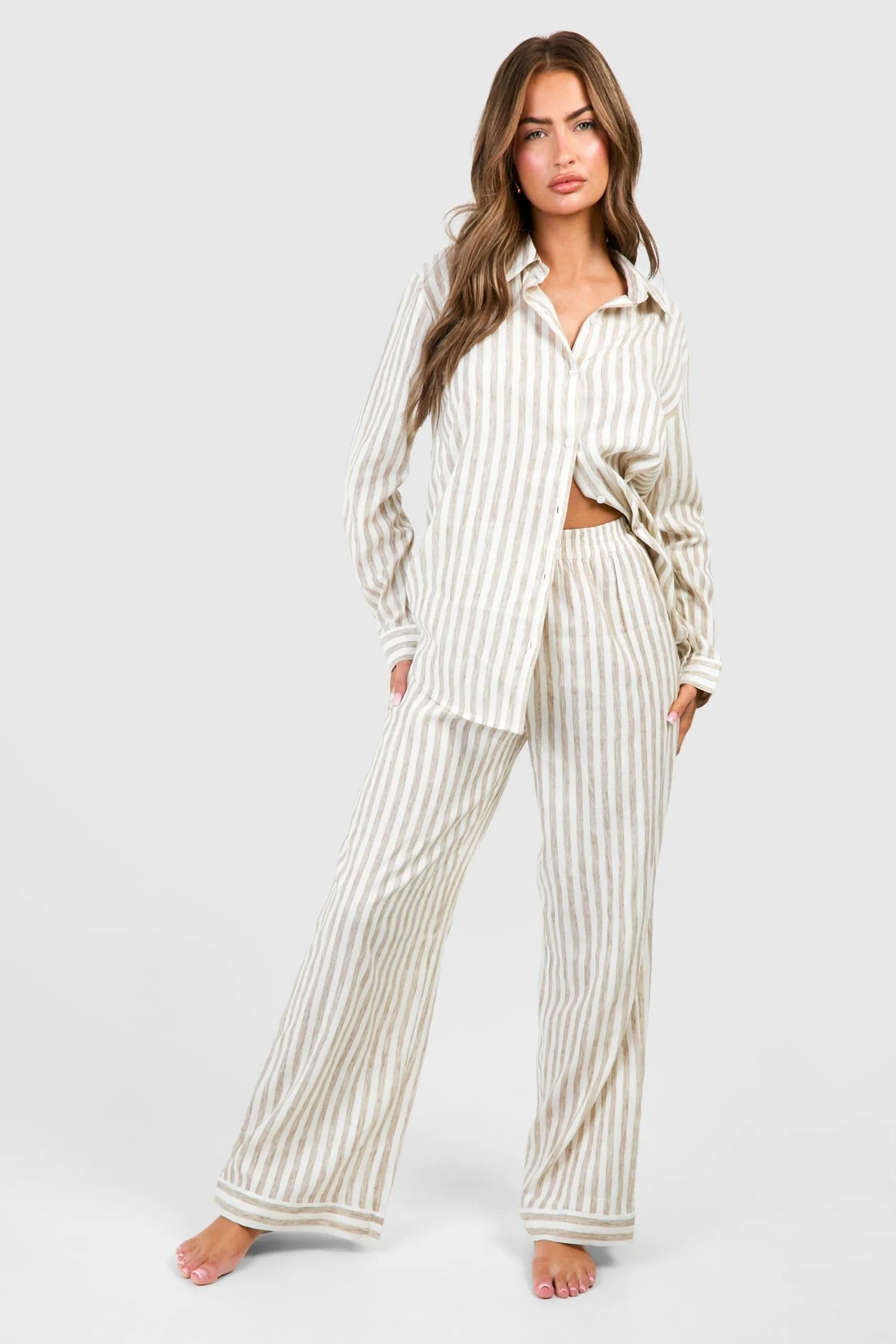 Cotton Poplin Tonal Stripe Trousers