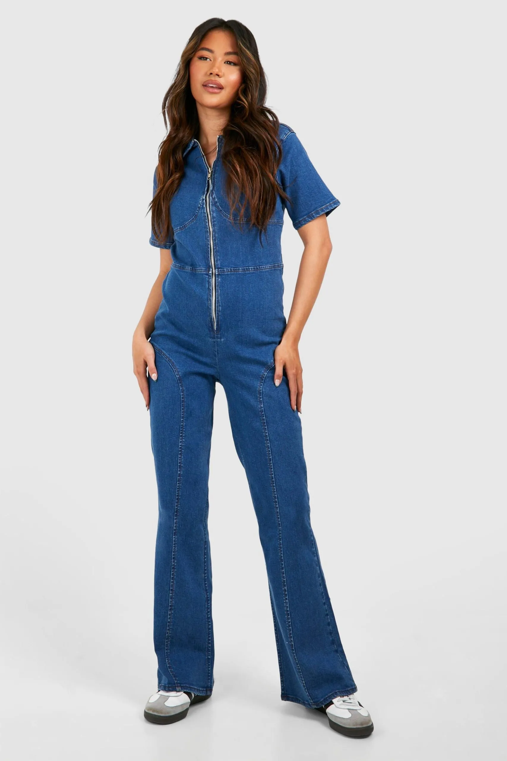 Zip Through Denim Boilersuit