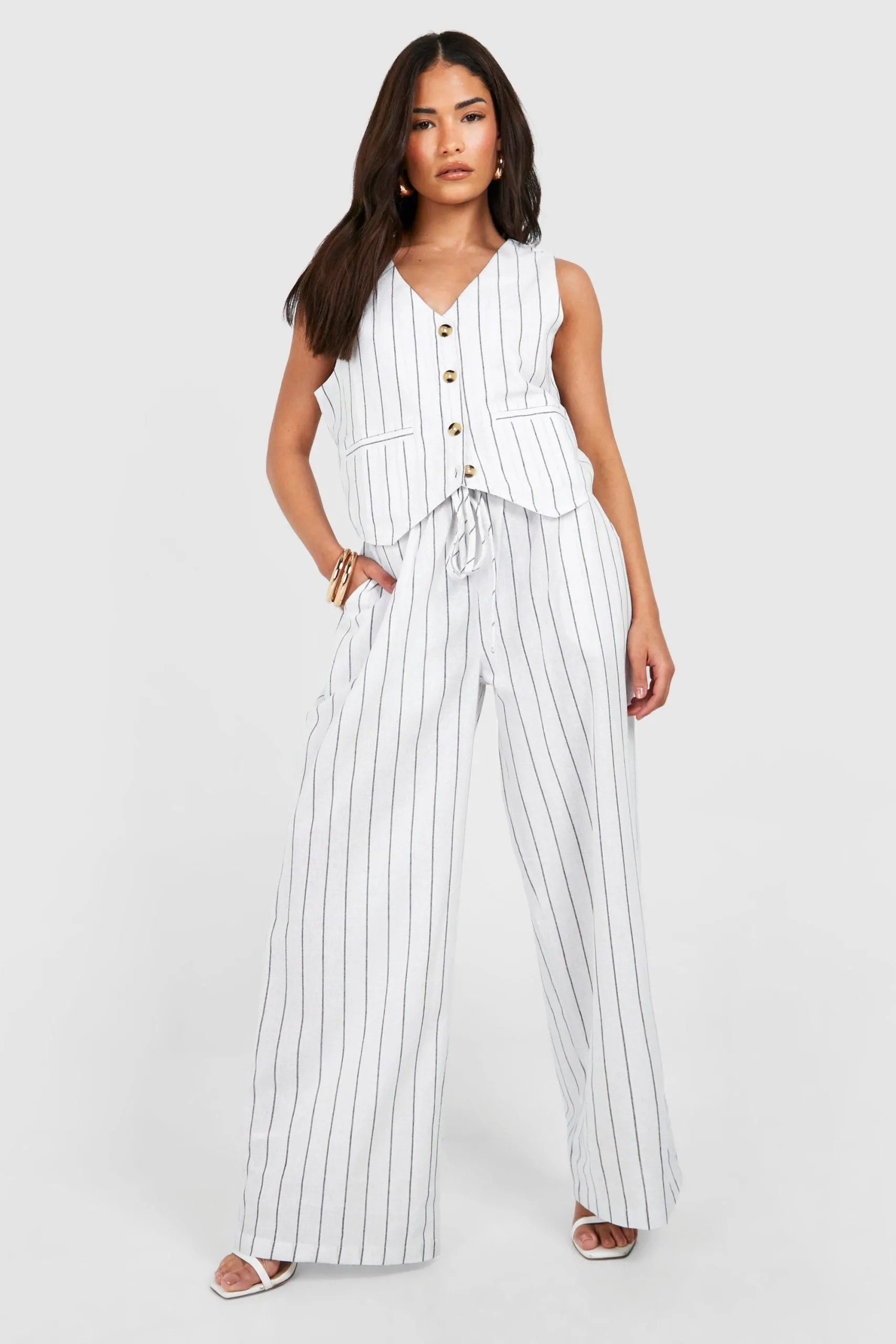 Petite Pinstripe Waistcoat Trouser Set