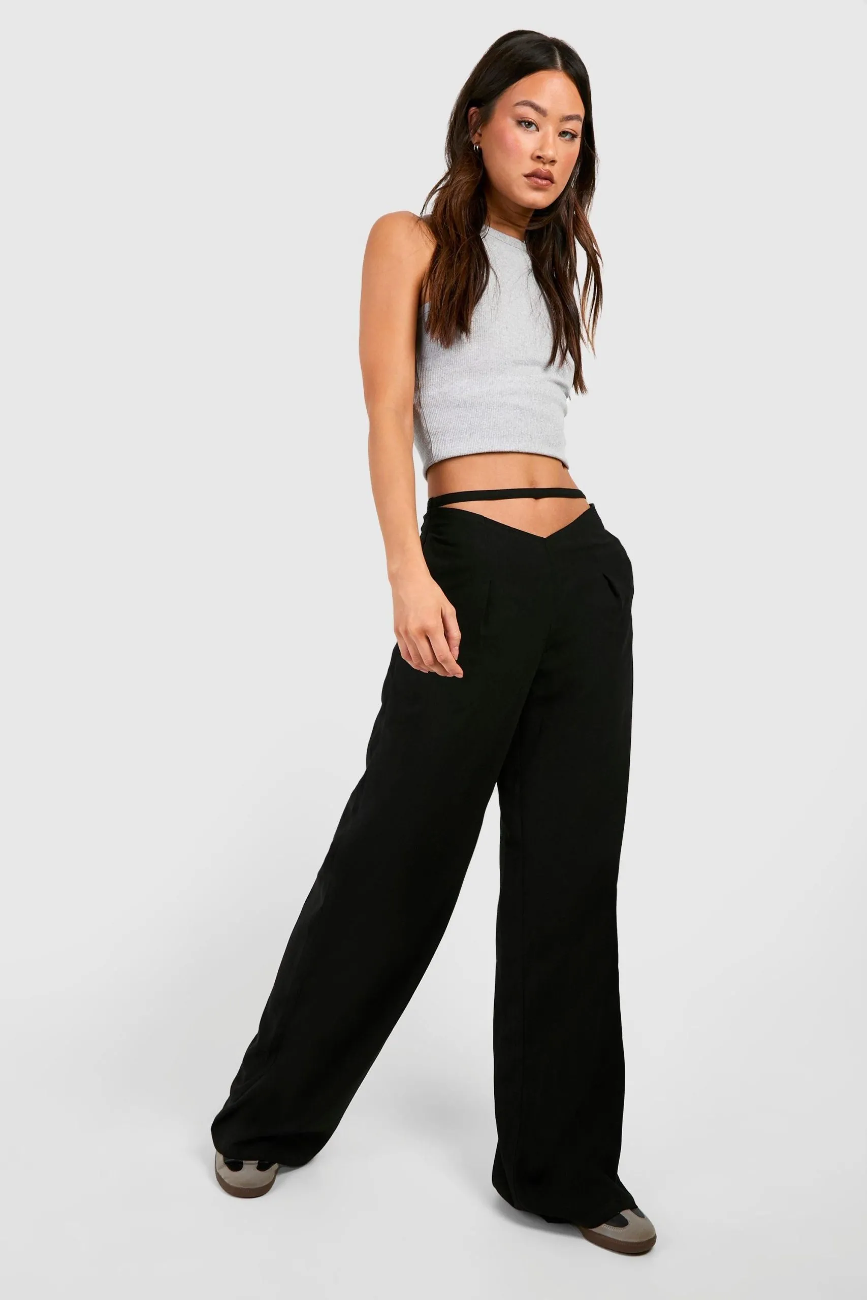 Tall Hammered Woven Pleated Wide Leg Trousers