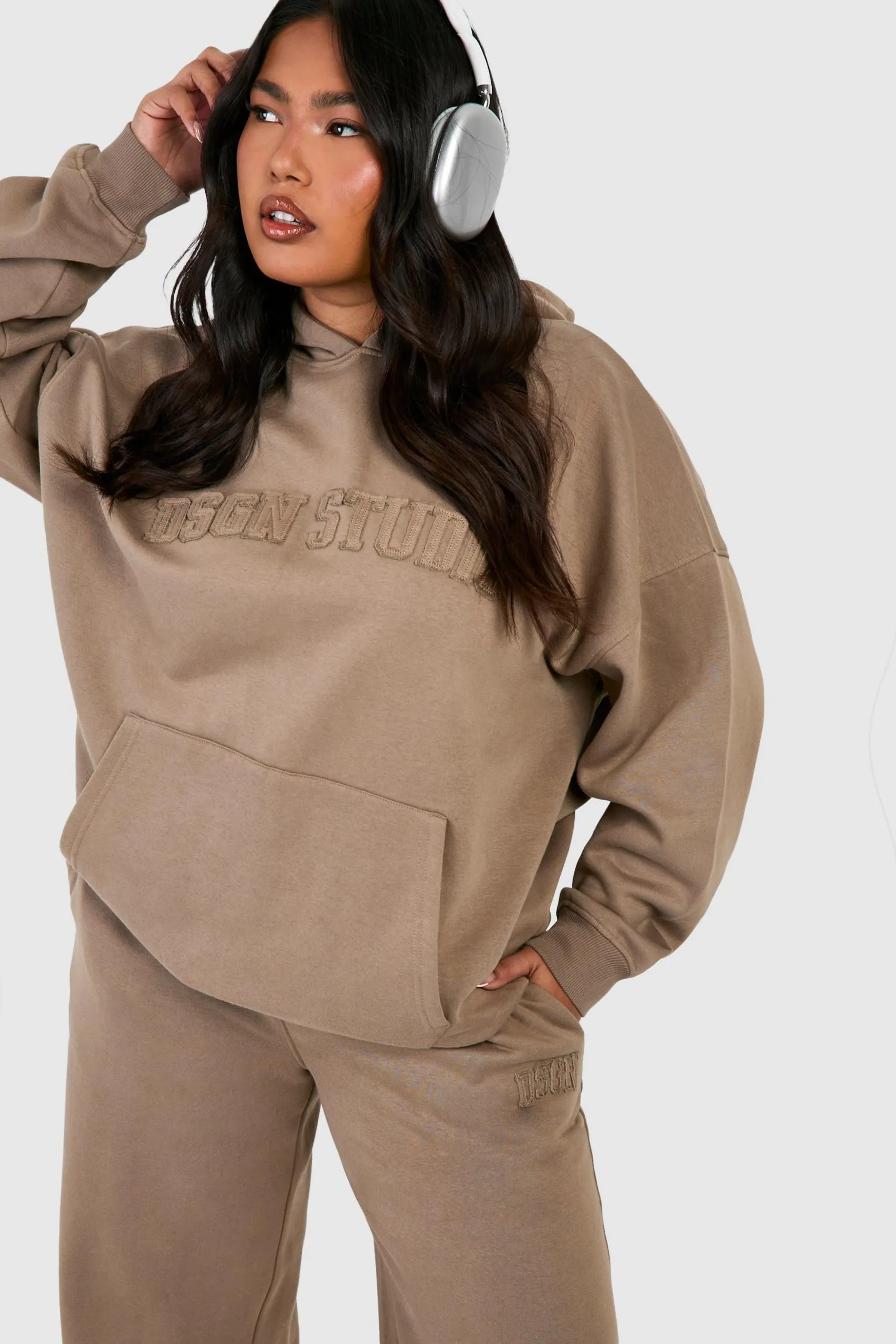 Plus DSGN Studio Self Fabric Applique Oversized Hoodie