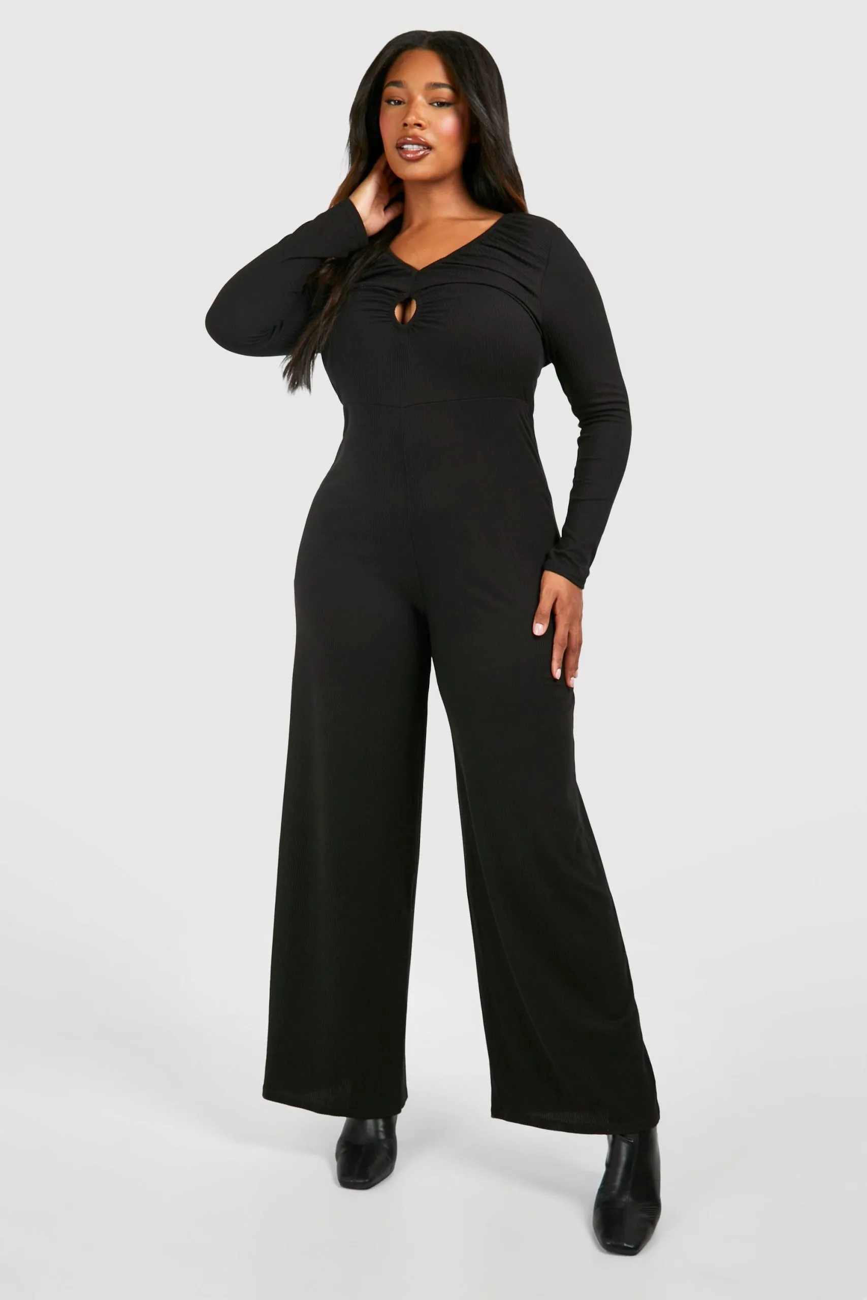 Plus Rib Key Hole Detail Unitard