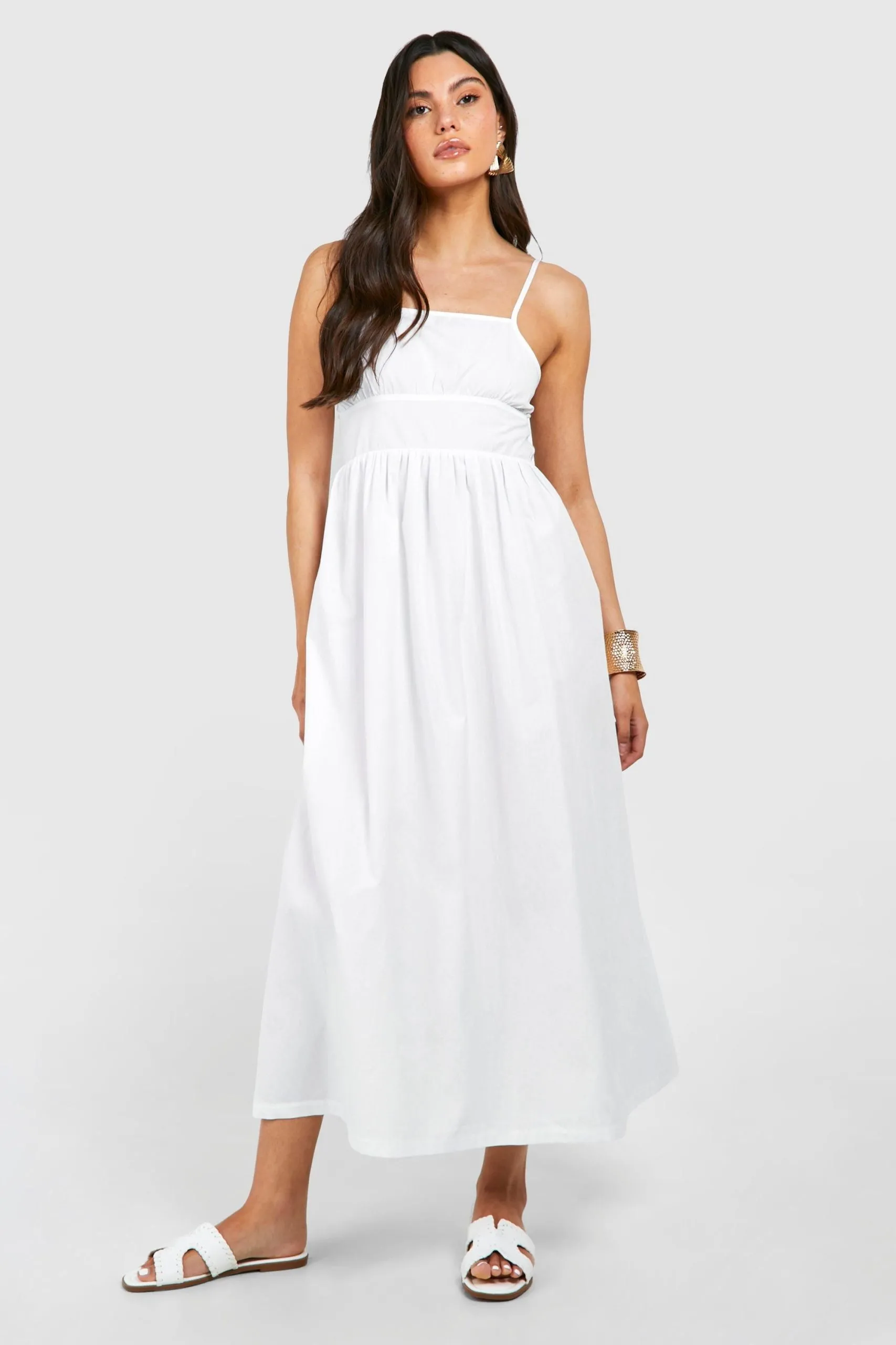 Tie Back Poplin Midaxi Dress
