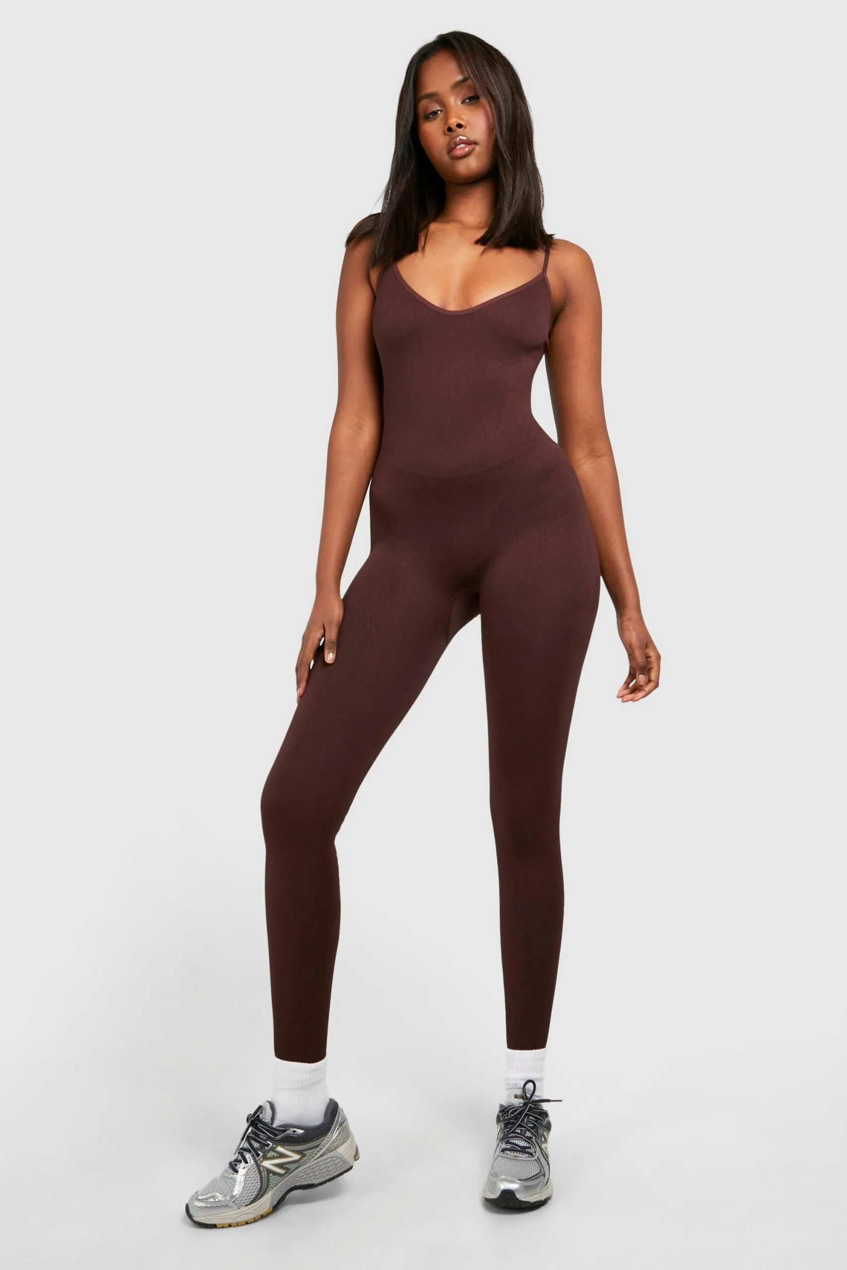 Basic Seamless Rib Strappy Unitard