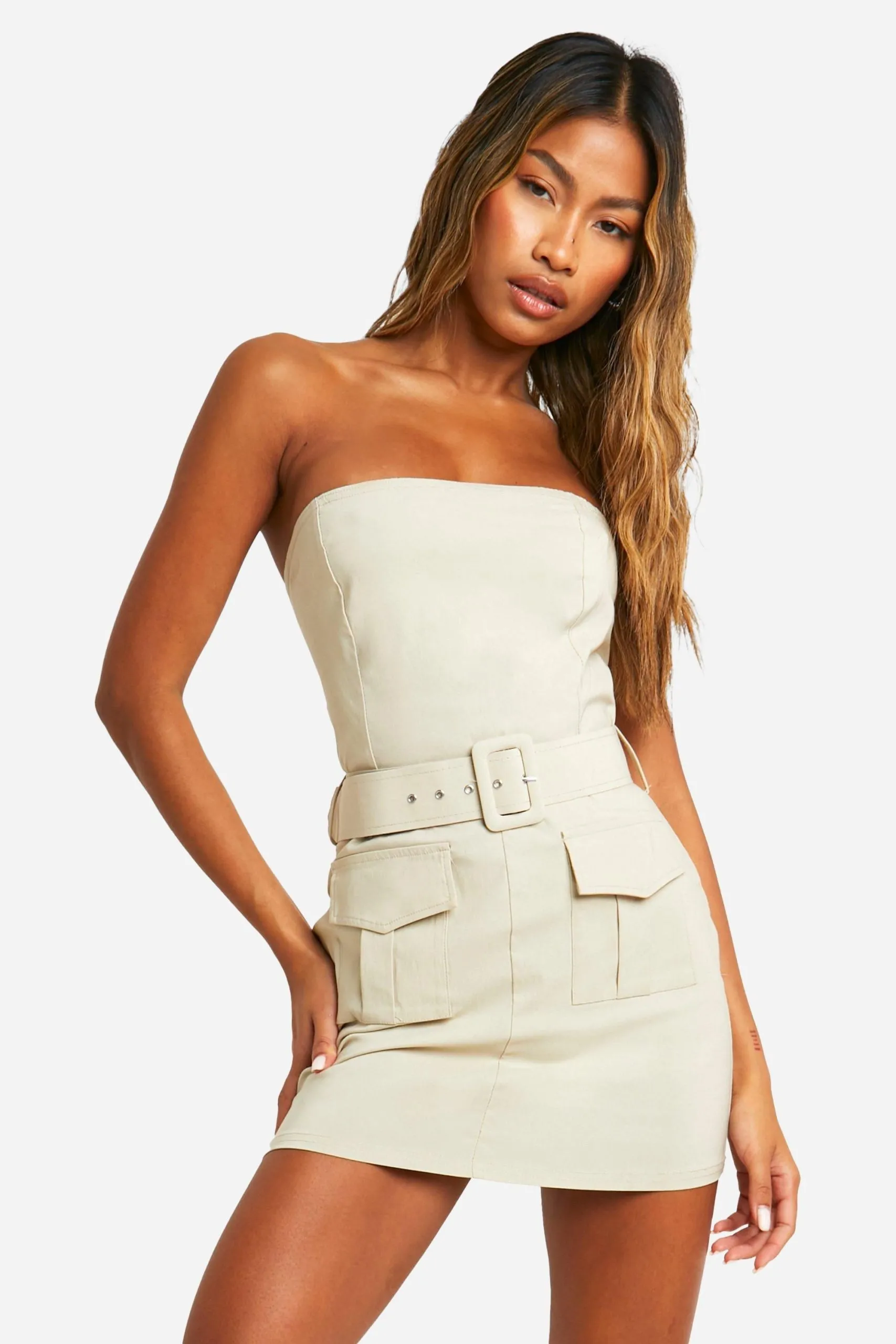 Bandeau Utility Bengaline Mini Dress