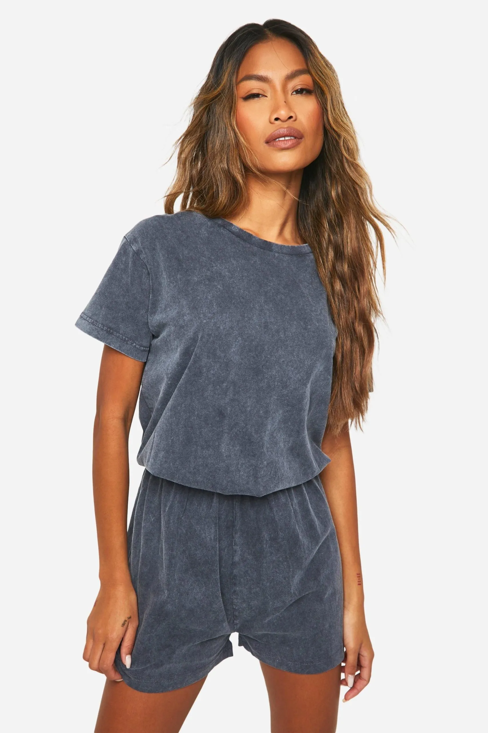 Acid Wash Tshirt Playsuit