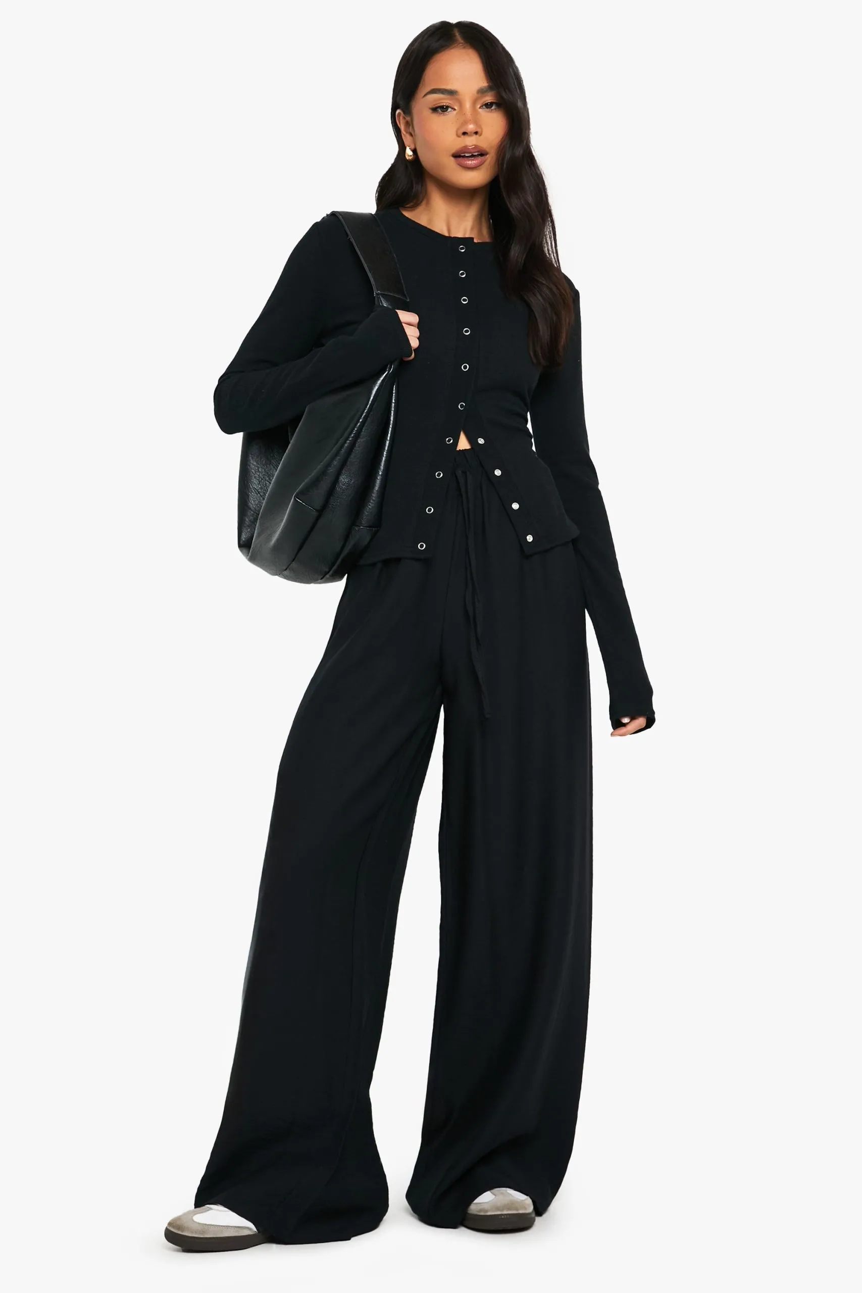 Drawstring Waist Wide Leg Floaty Trouser