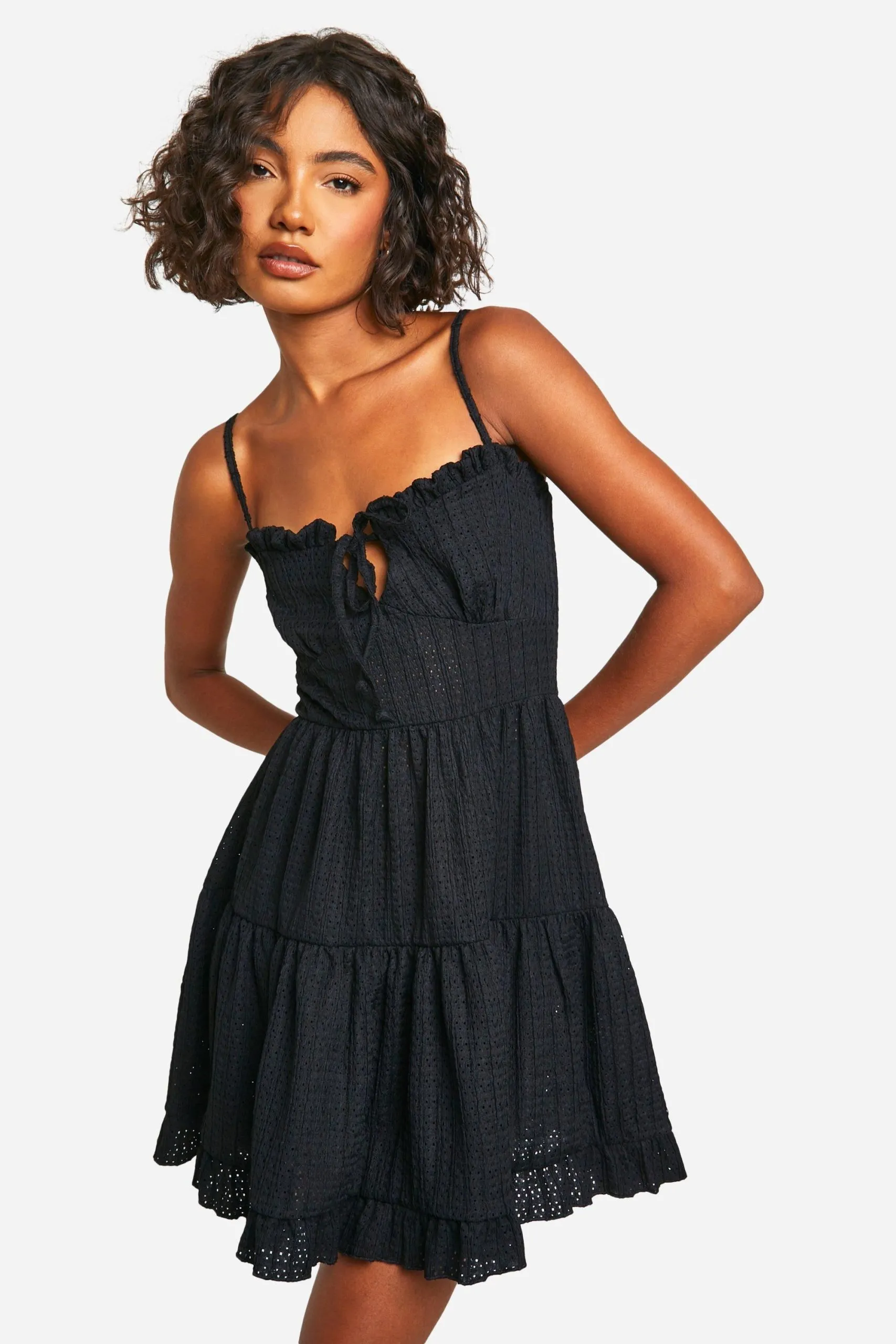 Tall Textured Frill Smock Dress
