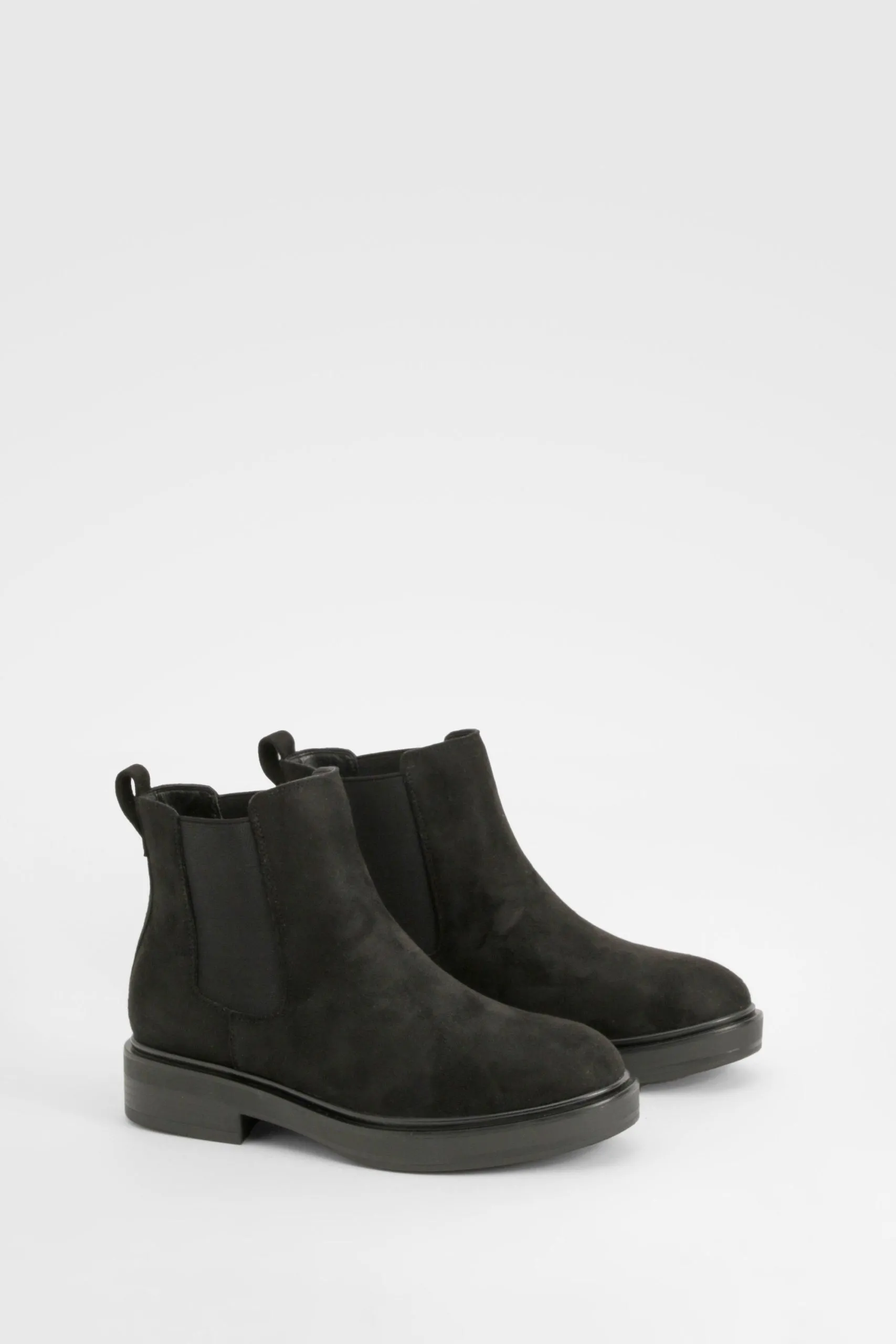 Wide Fit Faux Suede Panel Detail Low Chelsea Boots