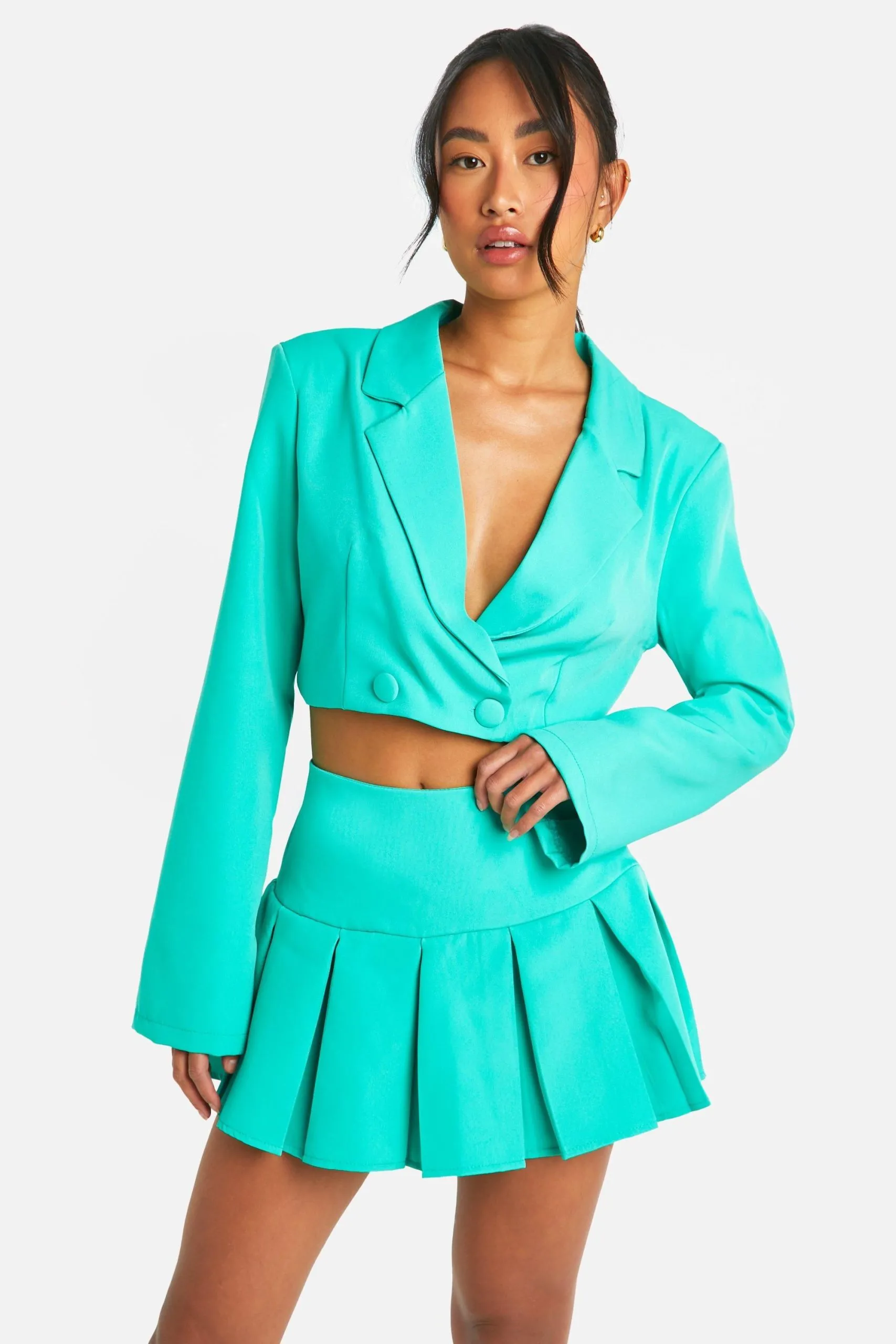 Pleated Drop Hem Micro Mini Skirt