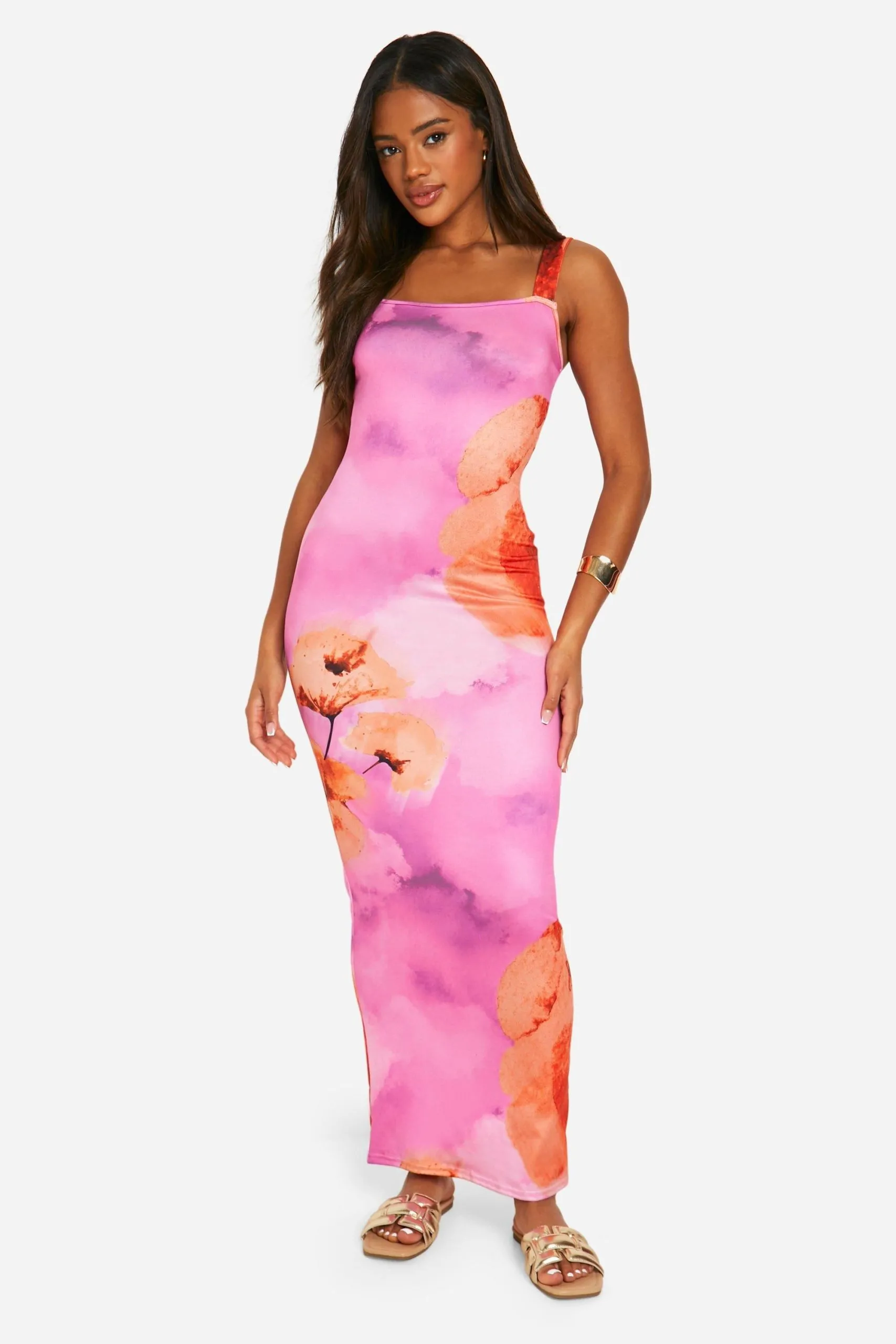 Super Soft Square Neck Floral Maxi Dress