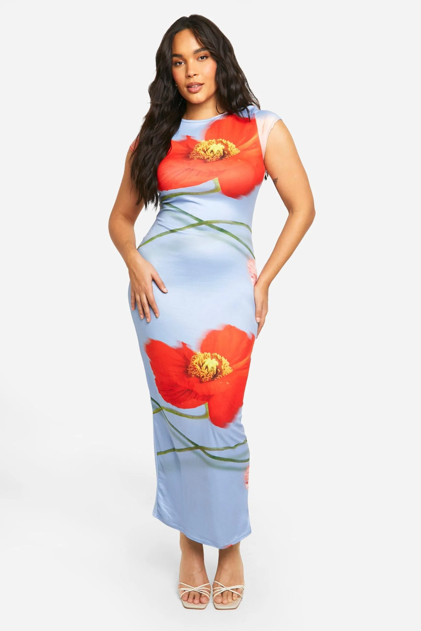 Plus Floral Super Soft Short Sleeve Maxi Dress