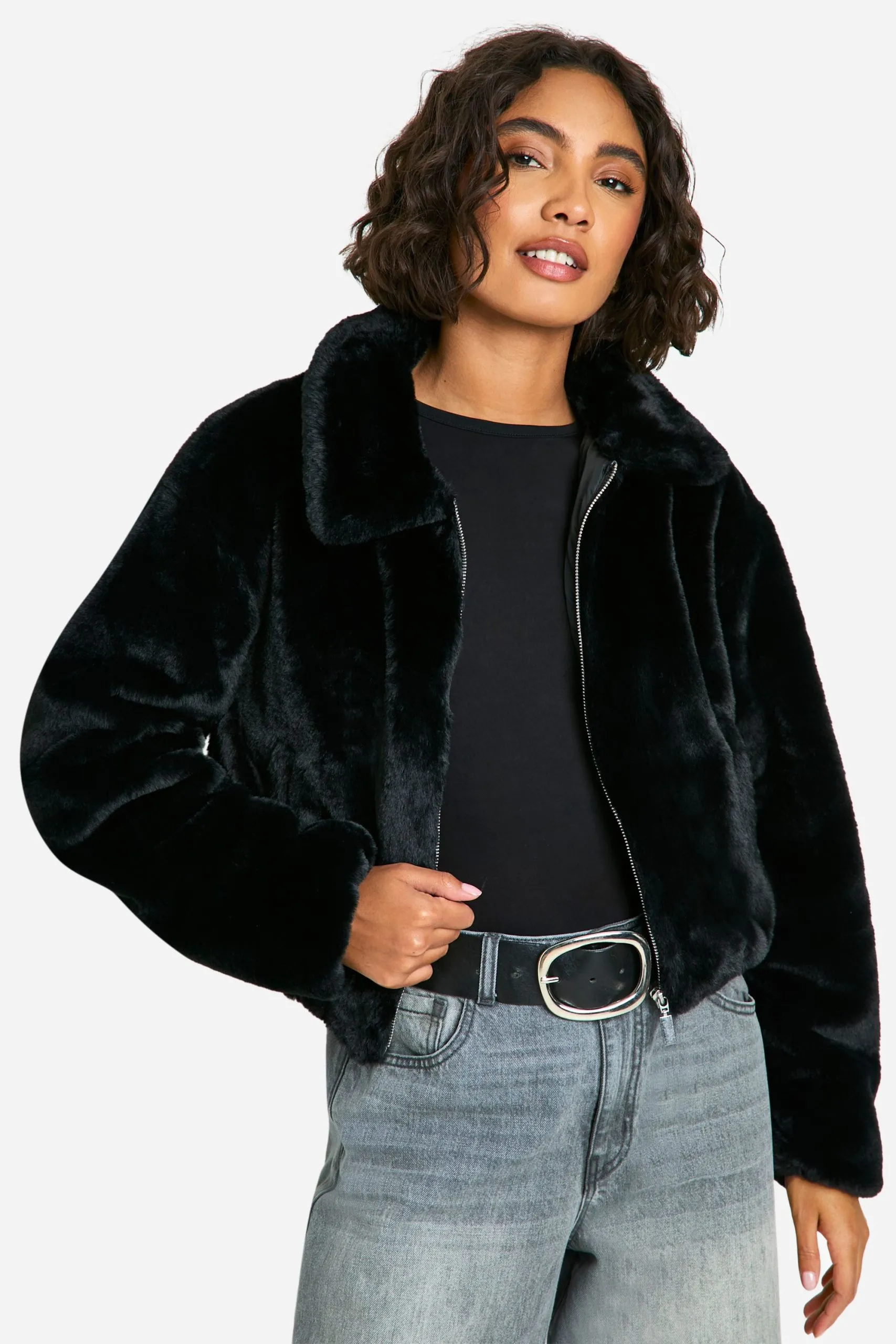 Tall Short Faux Fur Jacket