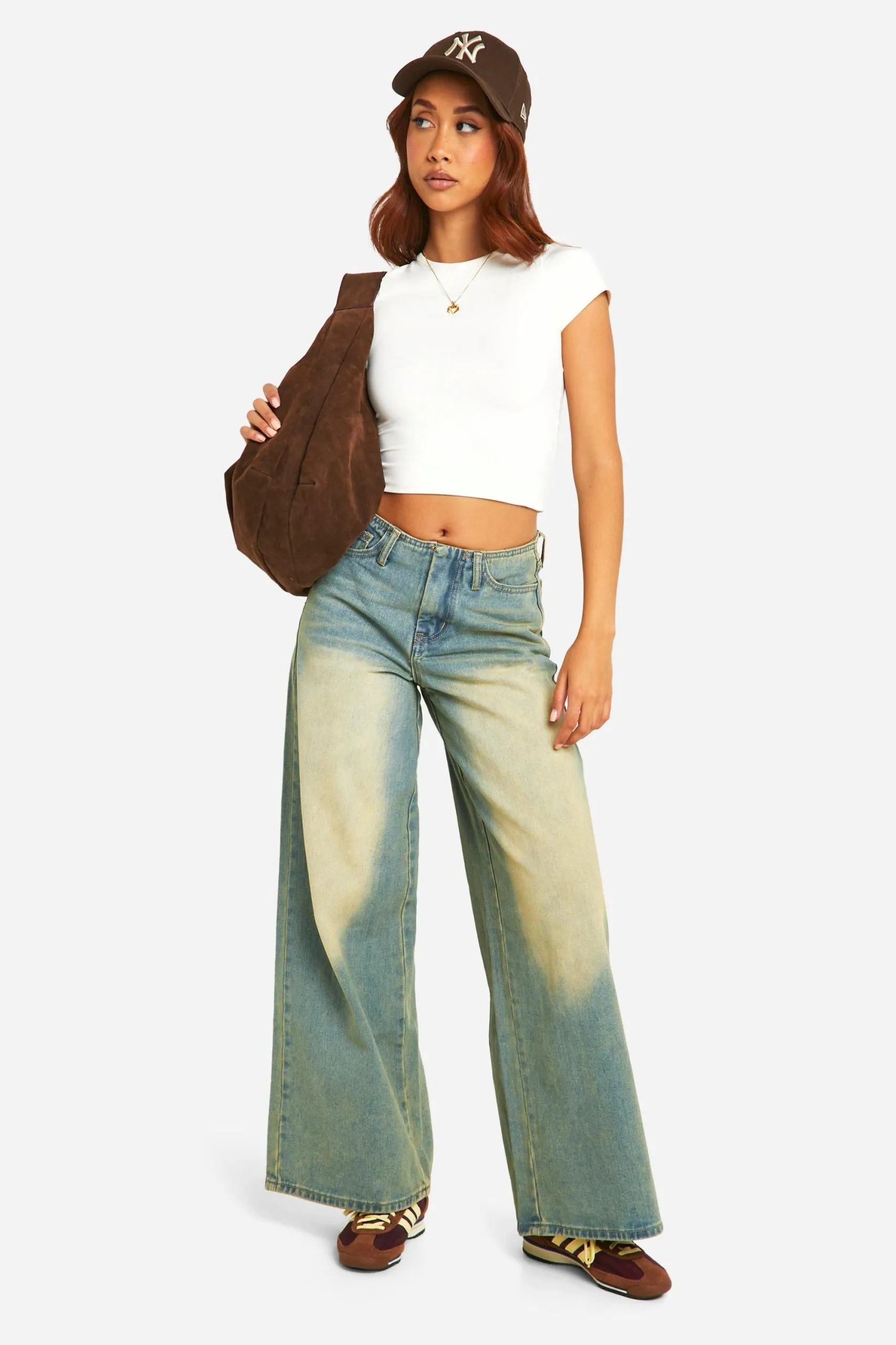 Vintage Wash No Waistband Wide Leg Jeans