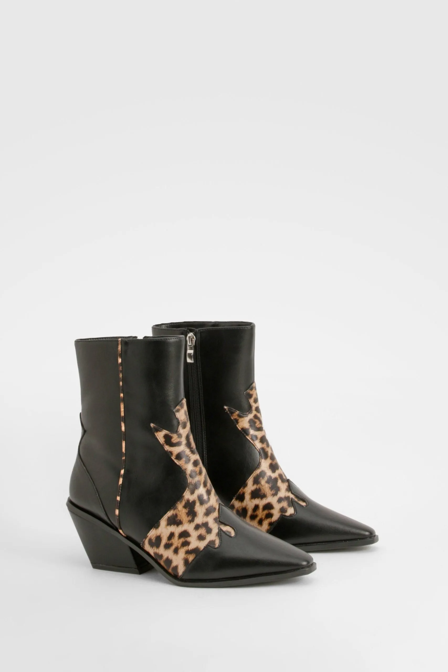 Wide Fit Leopard Detail Western Boot