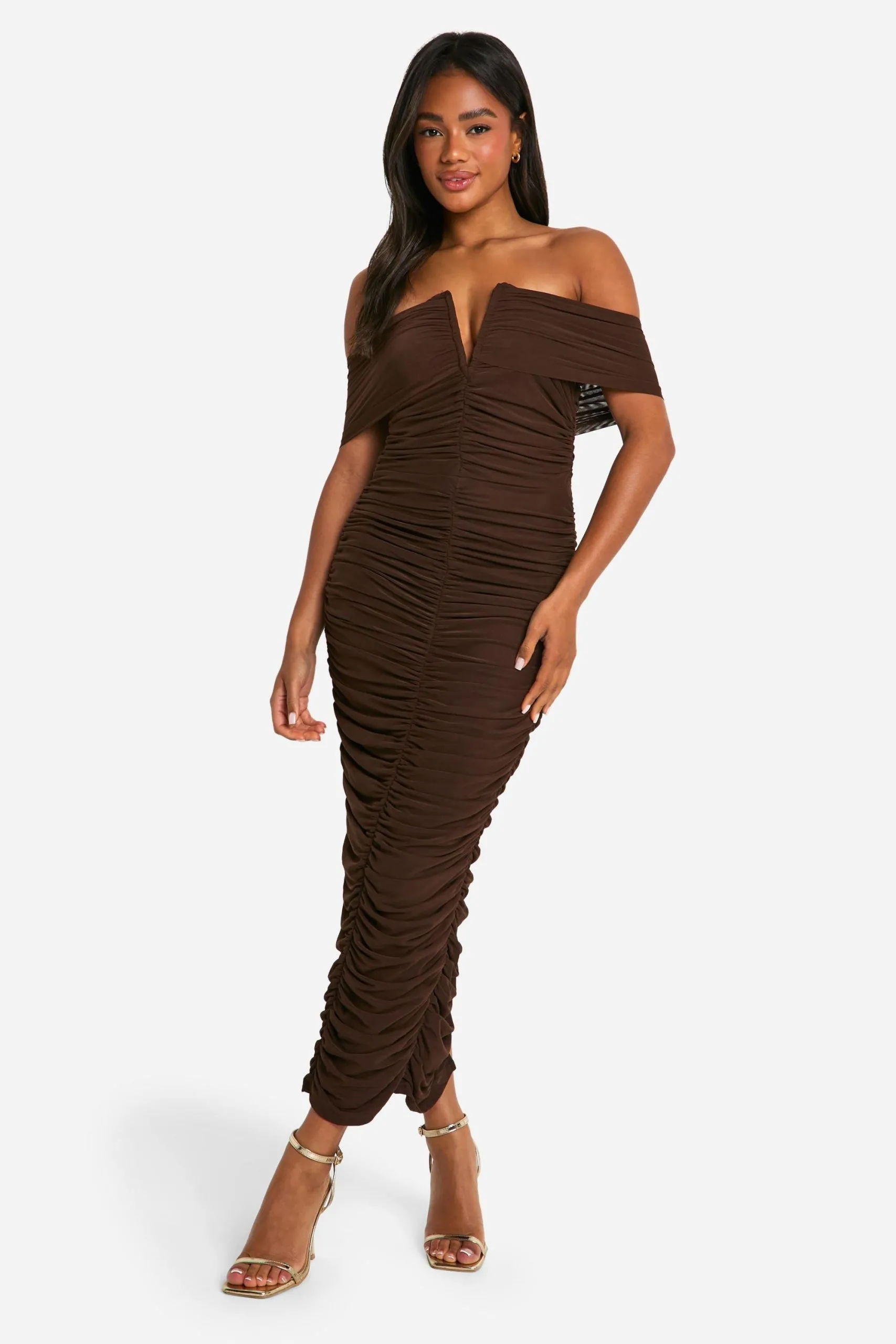 Premium Power Mesh Structured Midaxi Dress