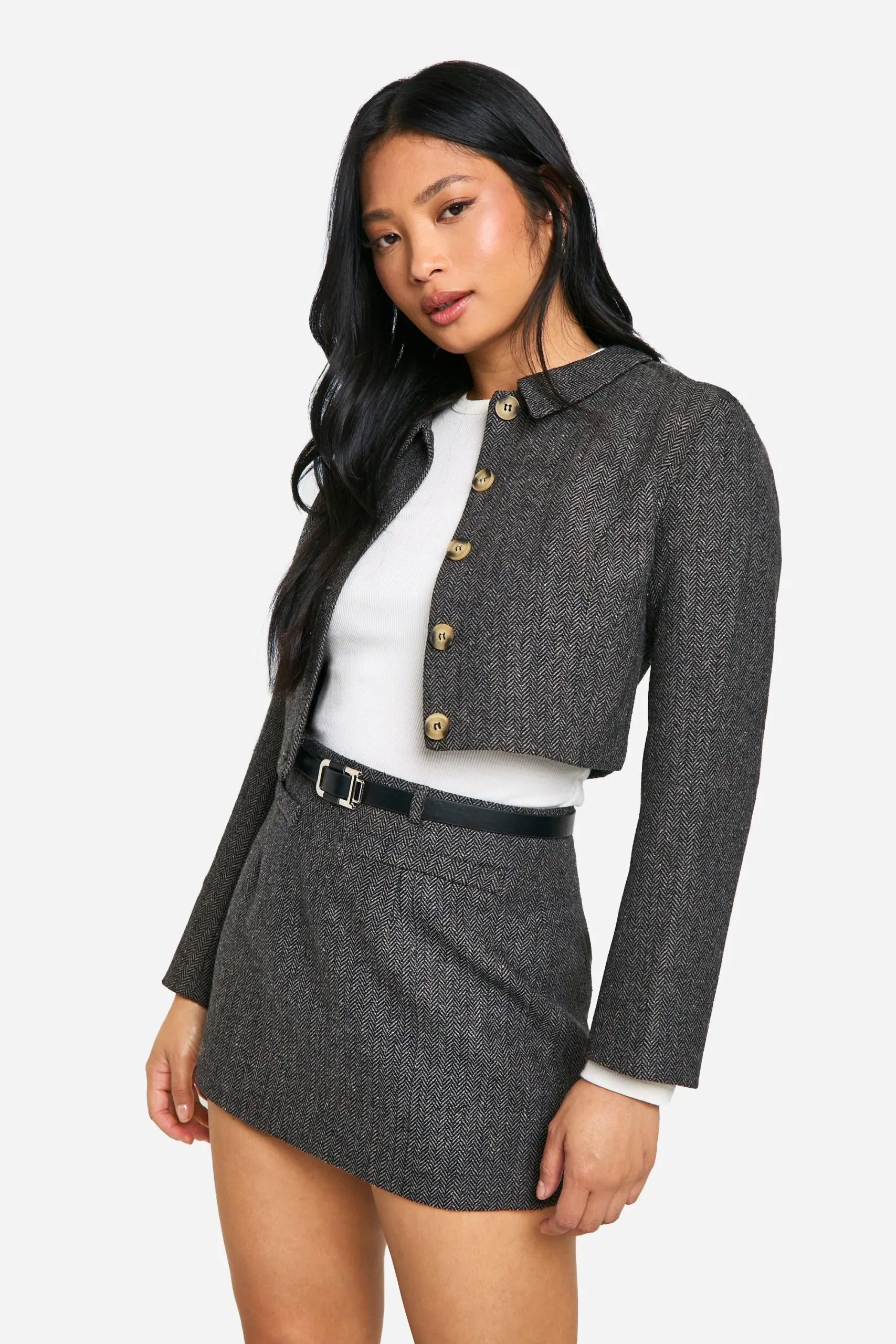 Petite Cropped Tweed Jacket