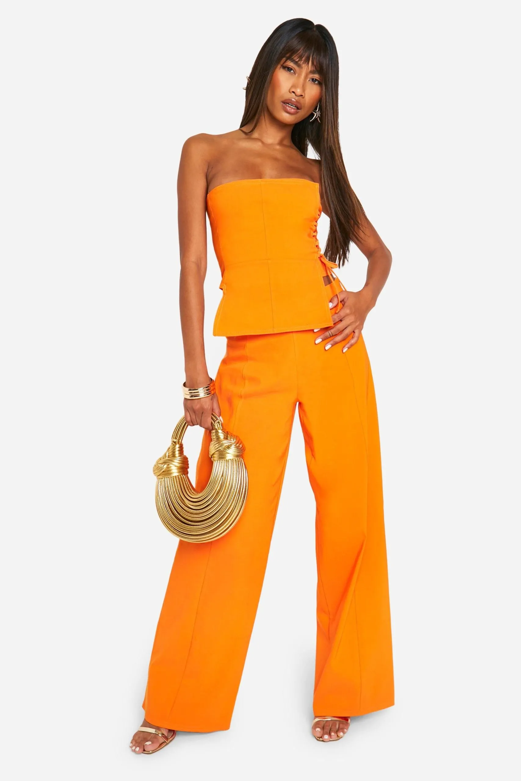 Super Stretch Seam Detail Wide Leg Trousers