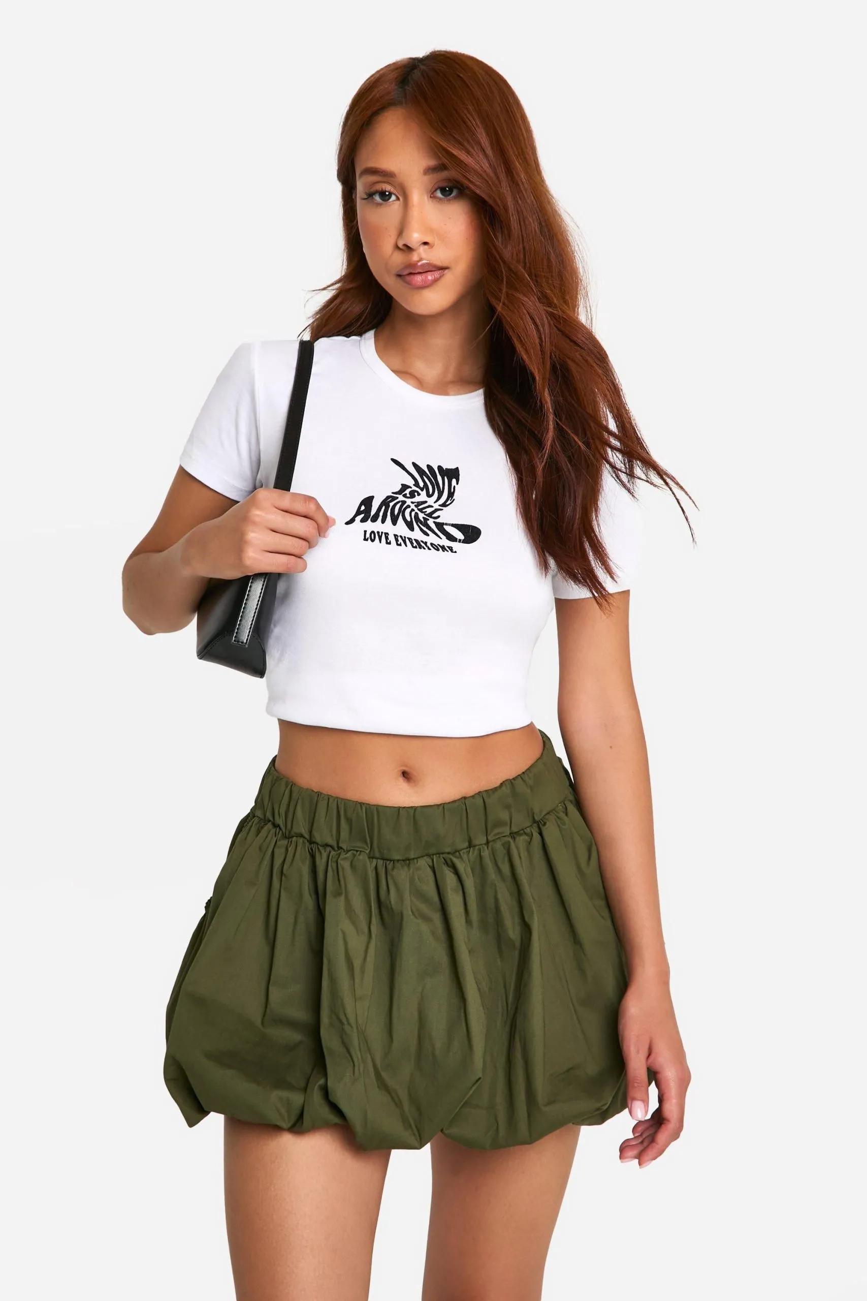 Welted Pocket Puff Ball Mini Skirt