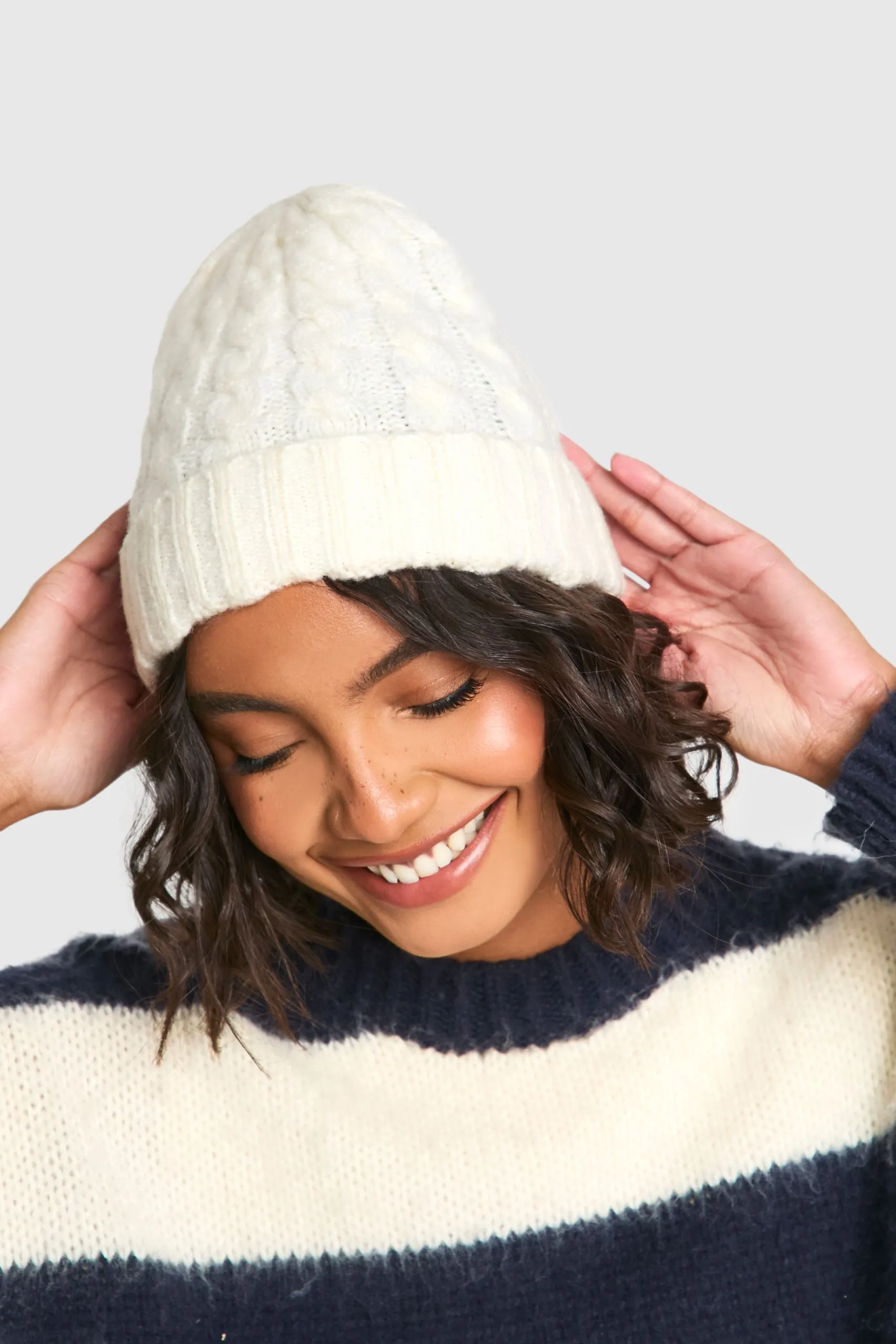 Cable Knit Ribbed Beanie