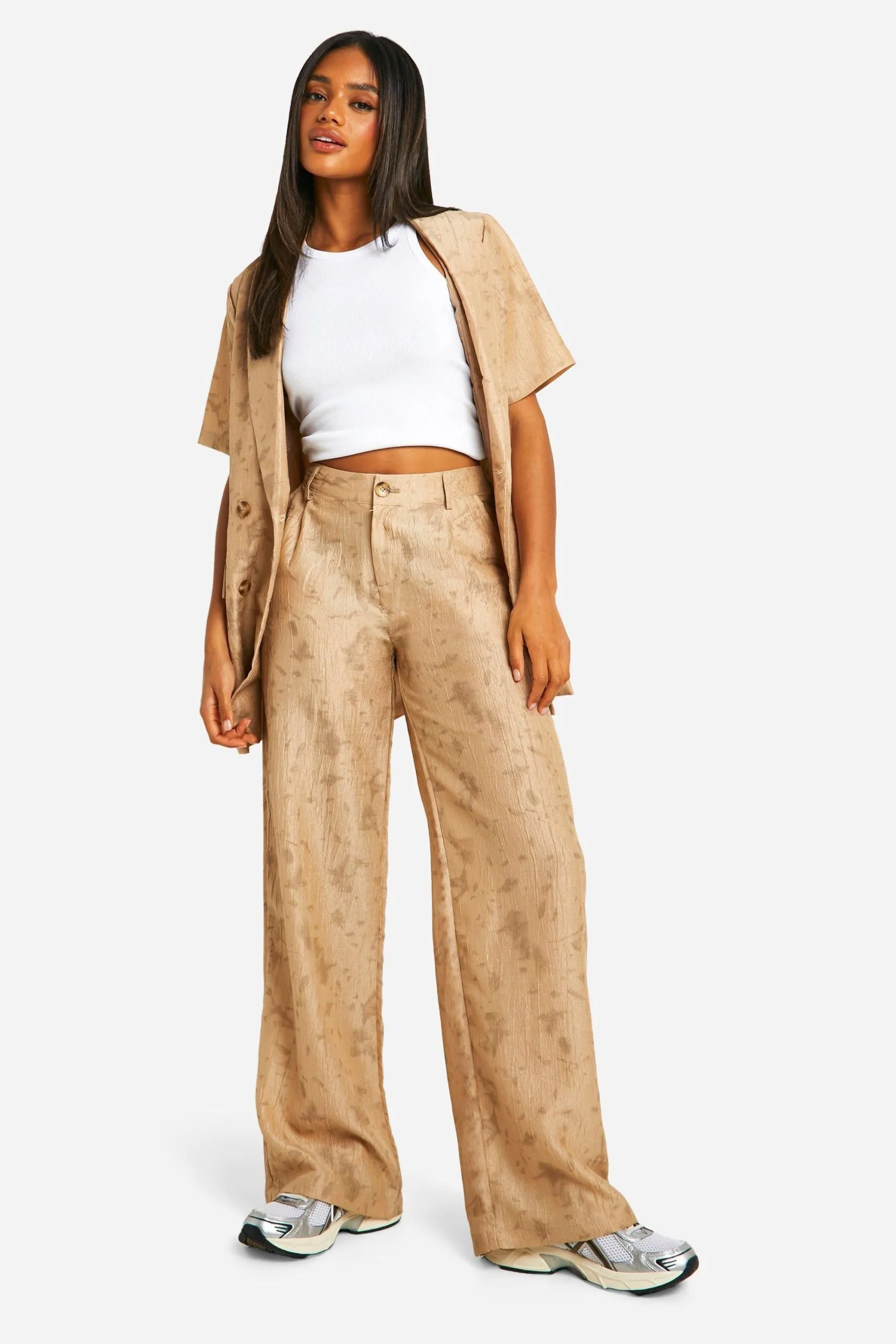 Tie Dye Textured Wide Leg Trousers