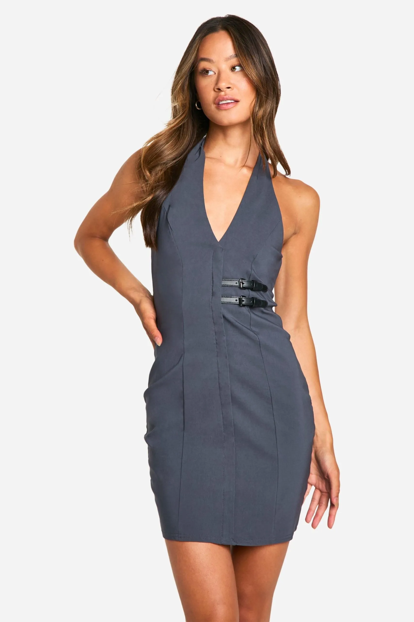 Tall Halterneck Belt Detail Mini Dress