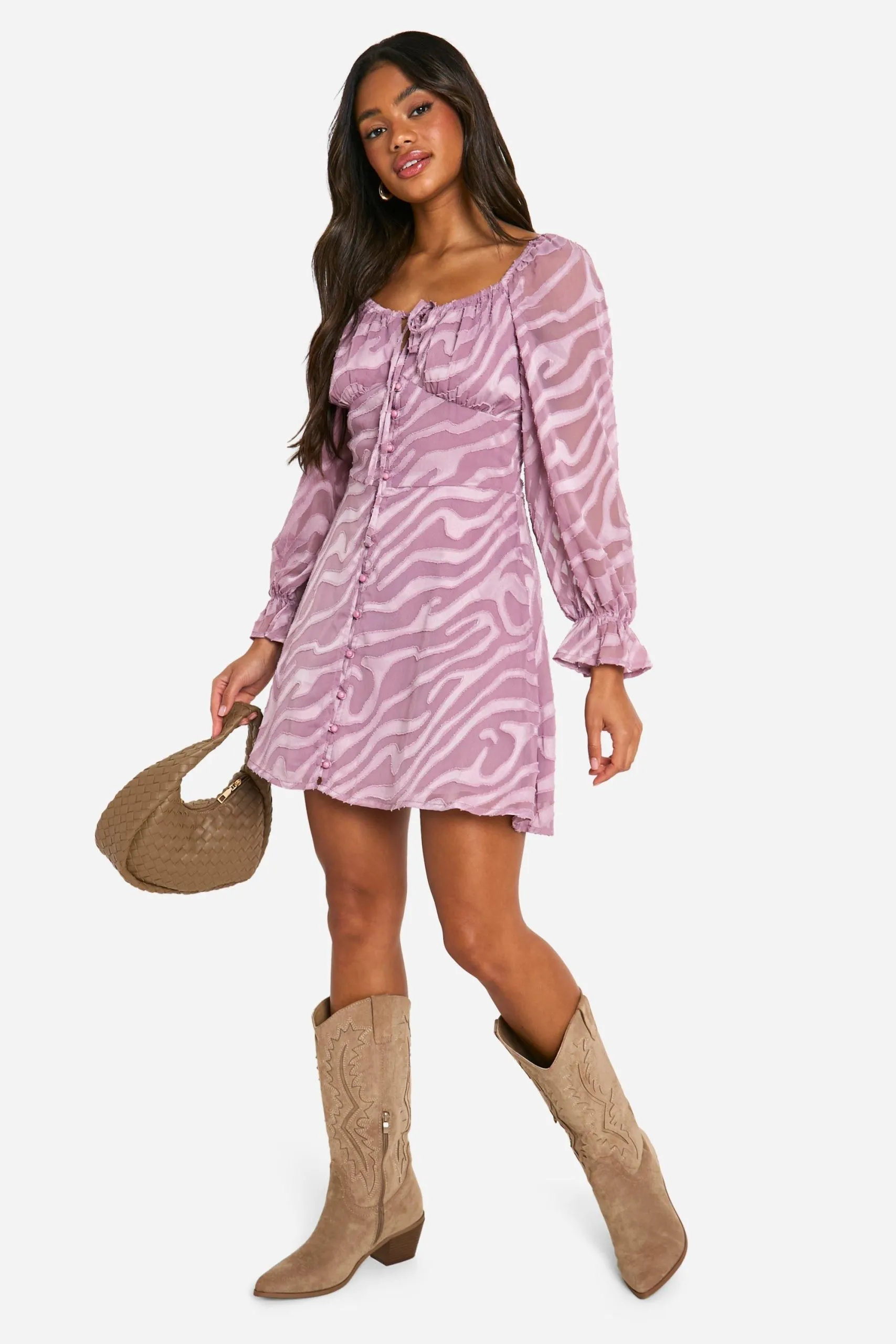 Zebra Jacquard Milkmaid Mini Dress