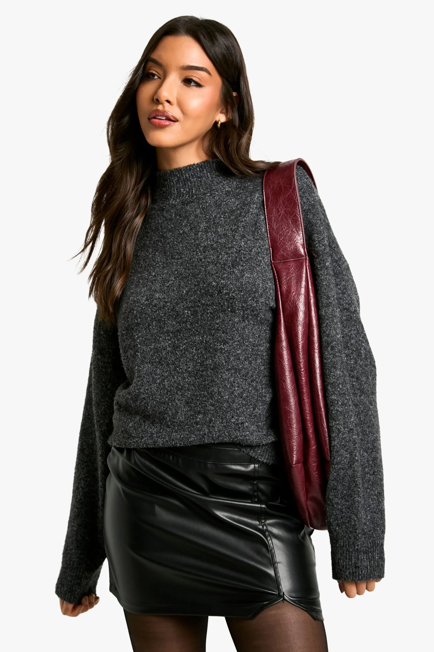 Pu Split Hem Mini Skirt