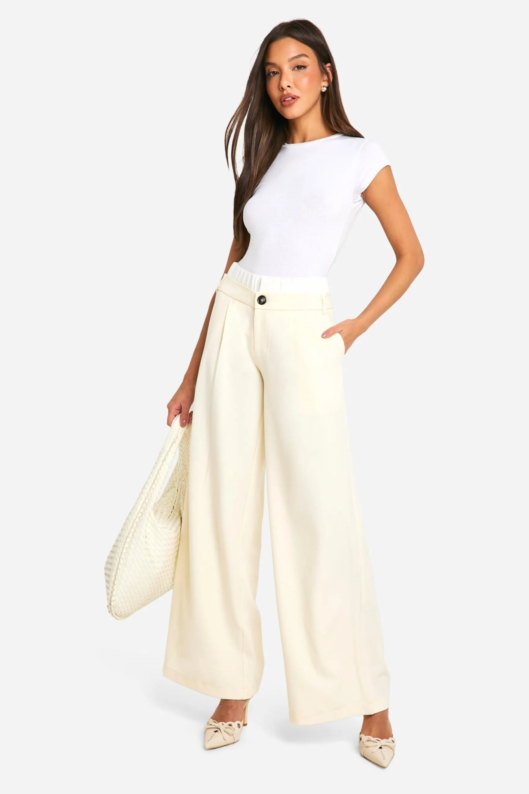 Tailored Contrast Waistband Straight Leg Trouser