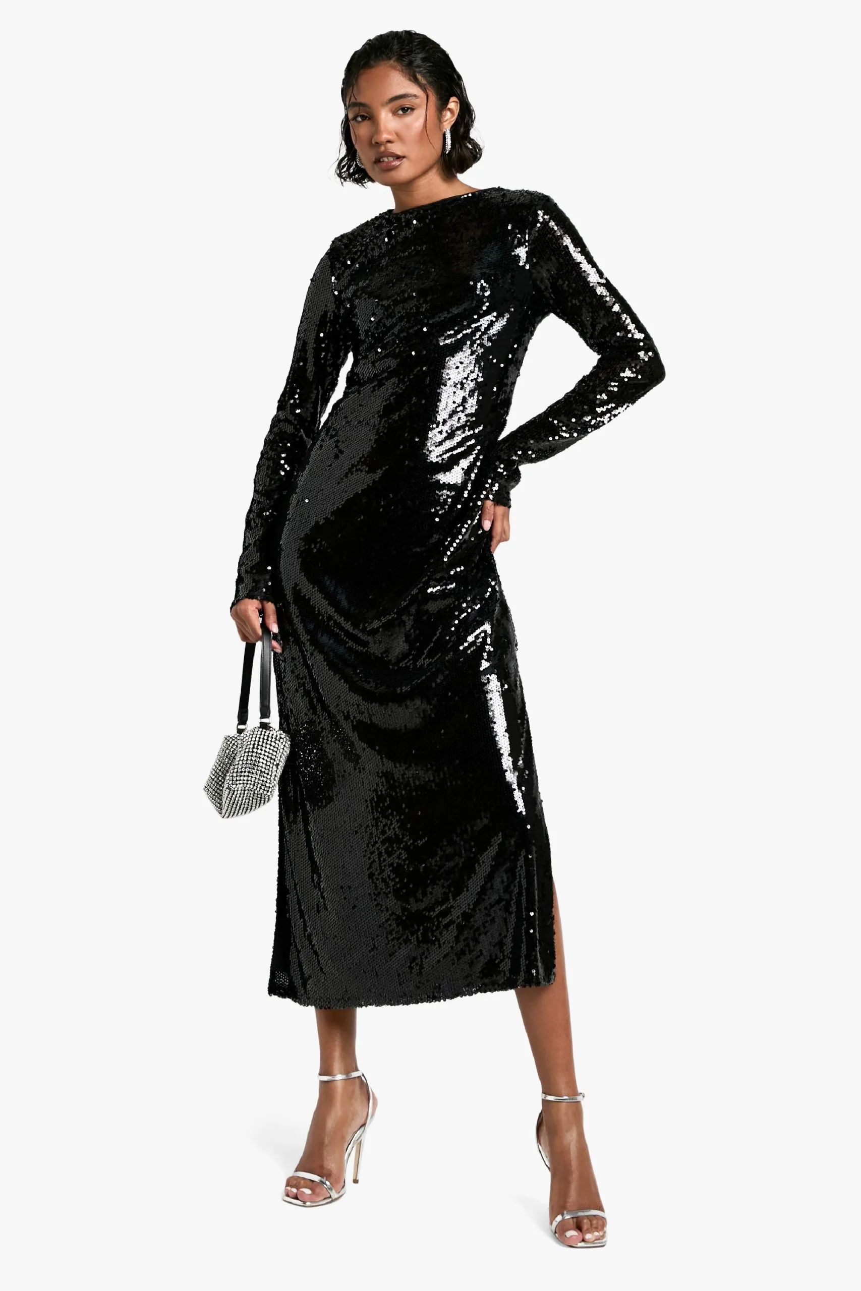 Tall Crew Neck Sequin Maxi Dress