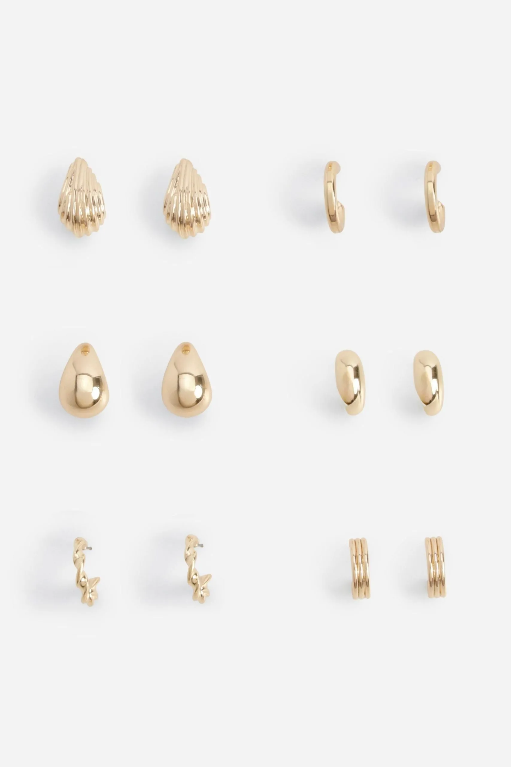 Gold Tear Drop & Hoop Earring 6 Pack