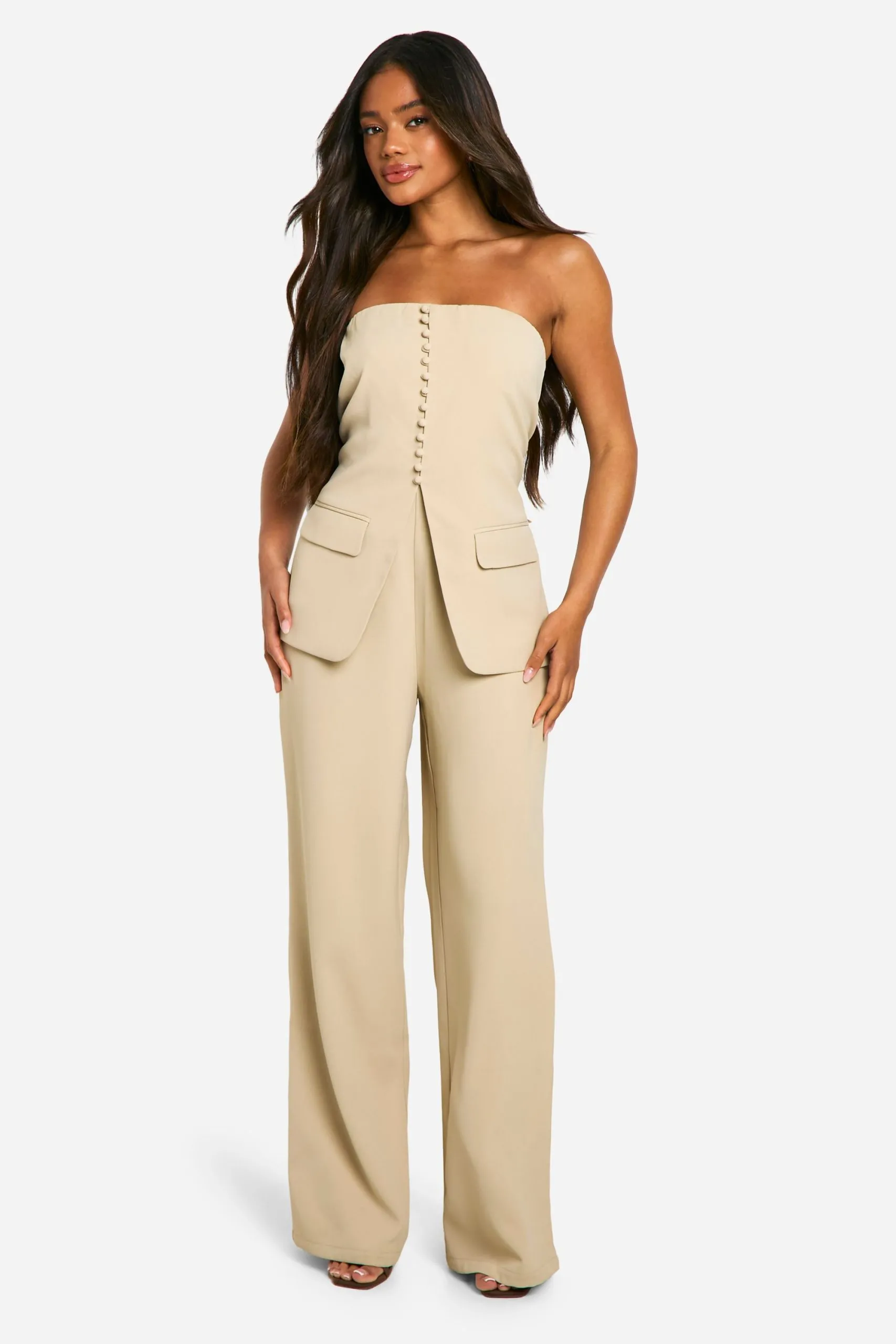 Tailored Bandeau Wide Leg Jumpsuit